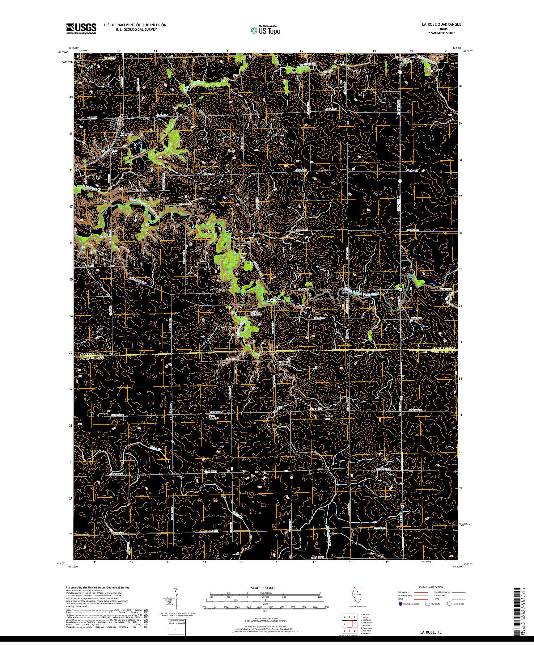 USGS US TOPO 7.5-MINUTE MAP FOR LA ROSE, IL 2018