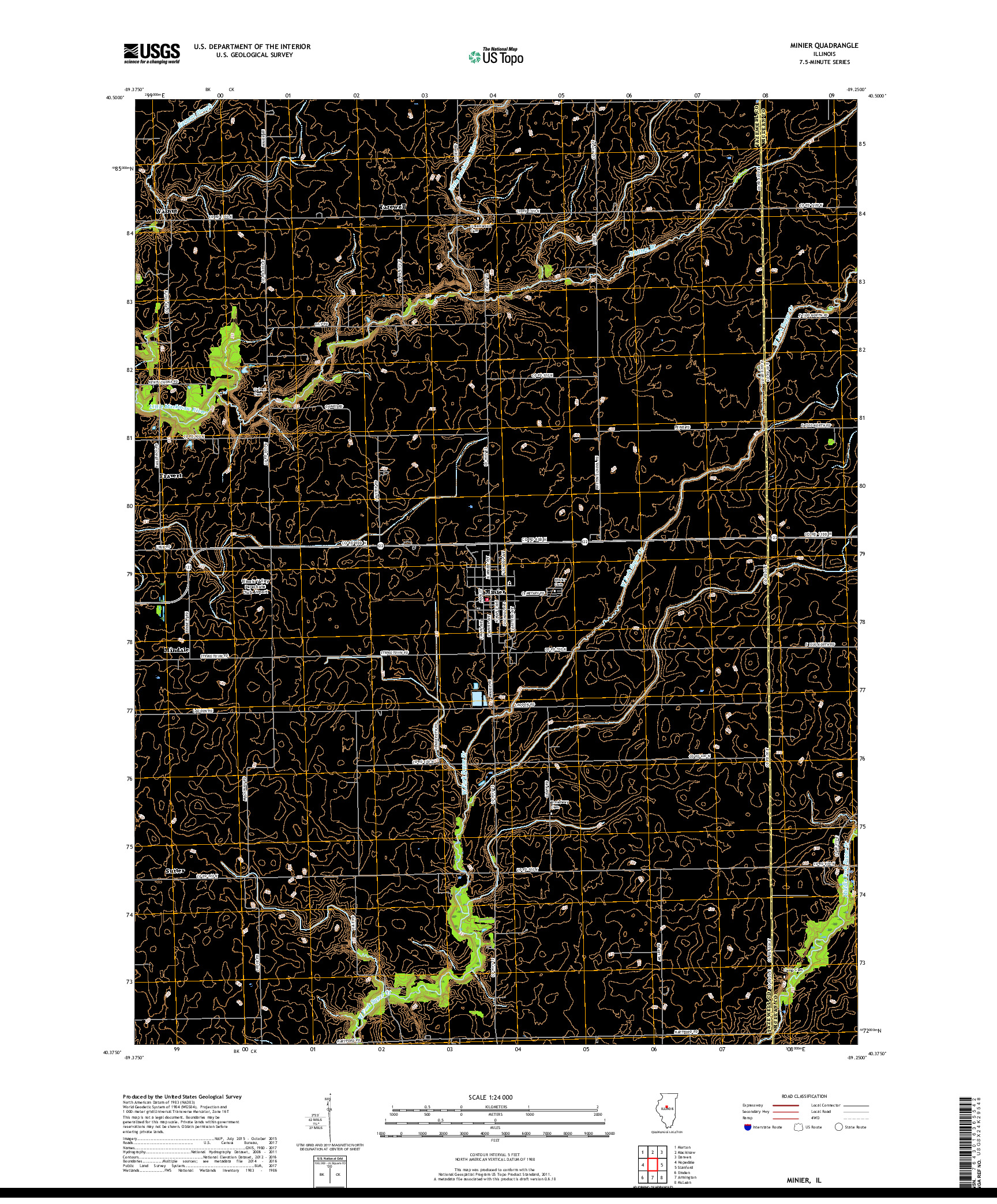 USGS US TOPO 7.5-MINUTE MAP FOR MINIER, IL 2018