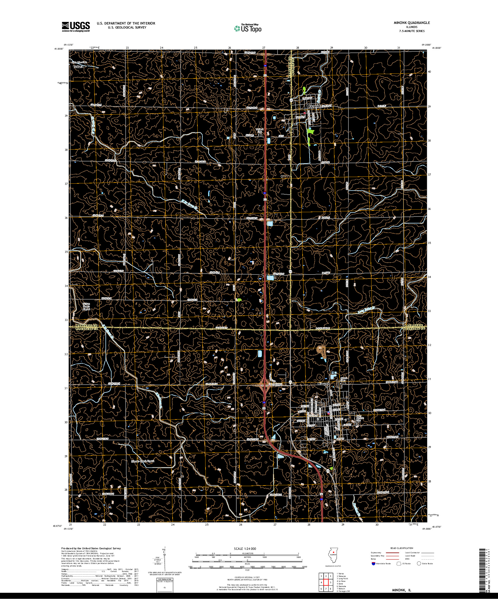 USGS US TOPO 7.5-MINUTE MAP FOR MINONK, IL 2018