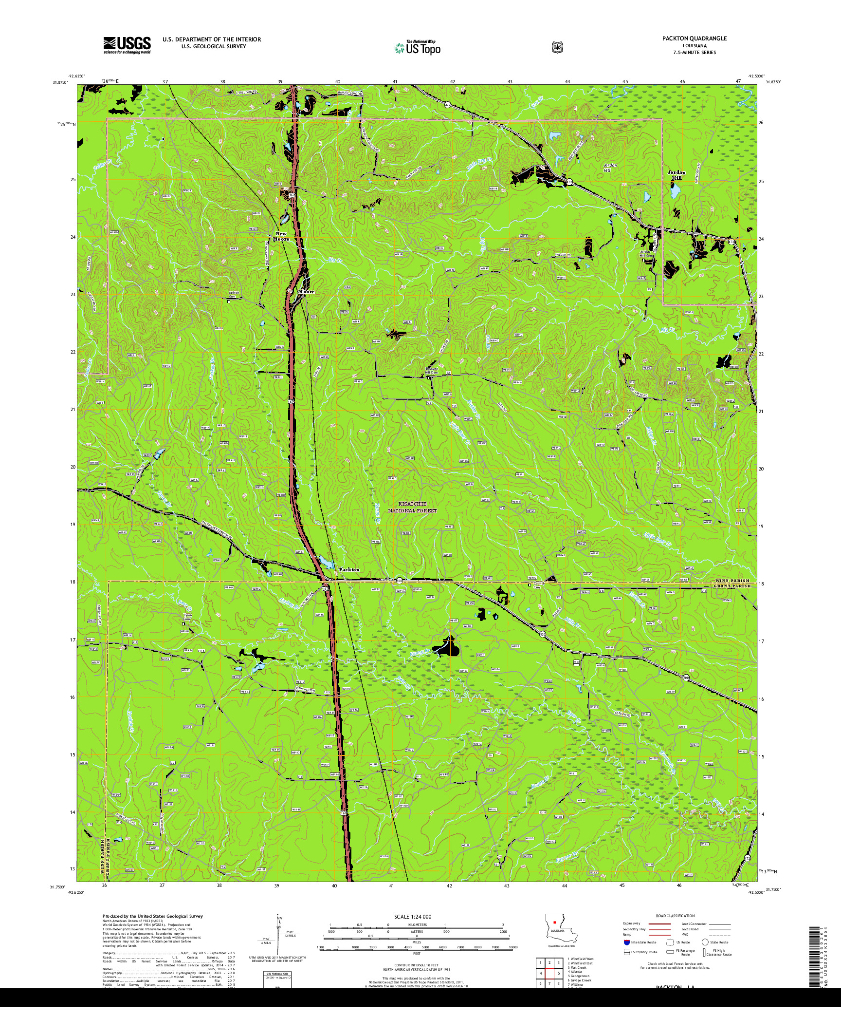 USGS US TOPO 7.5-MINUTE MAP FOR PACKTON, LA 2018
