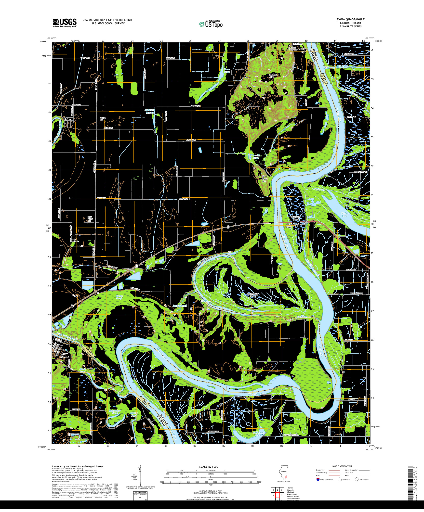 USGS US TOPO 7.5-MINUTE MAP FOR EMMA, IL,IN 2018