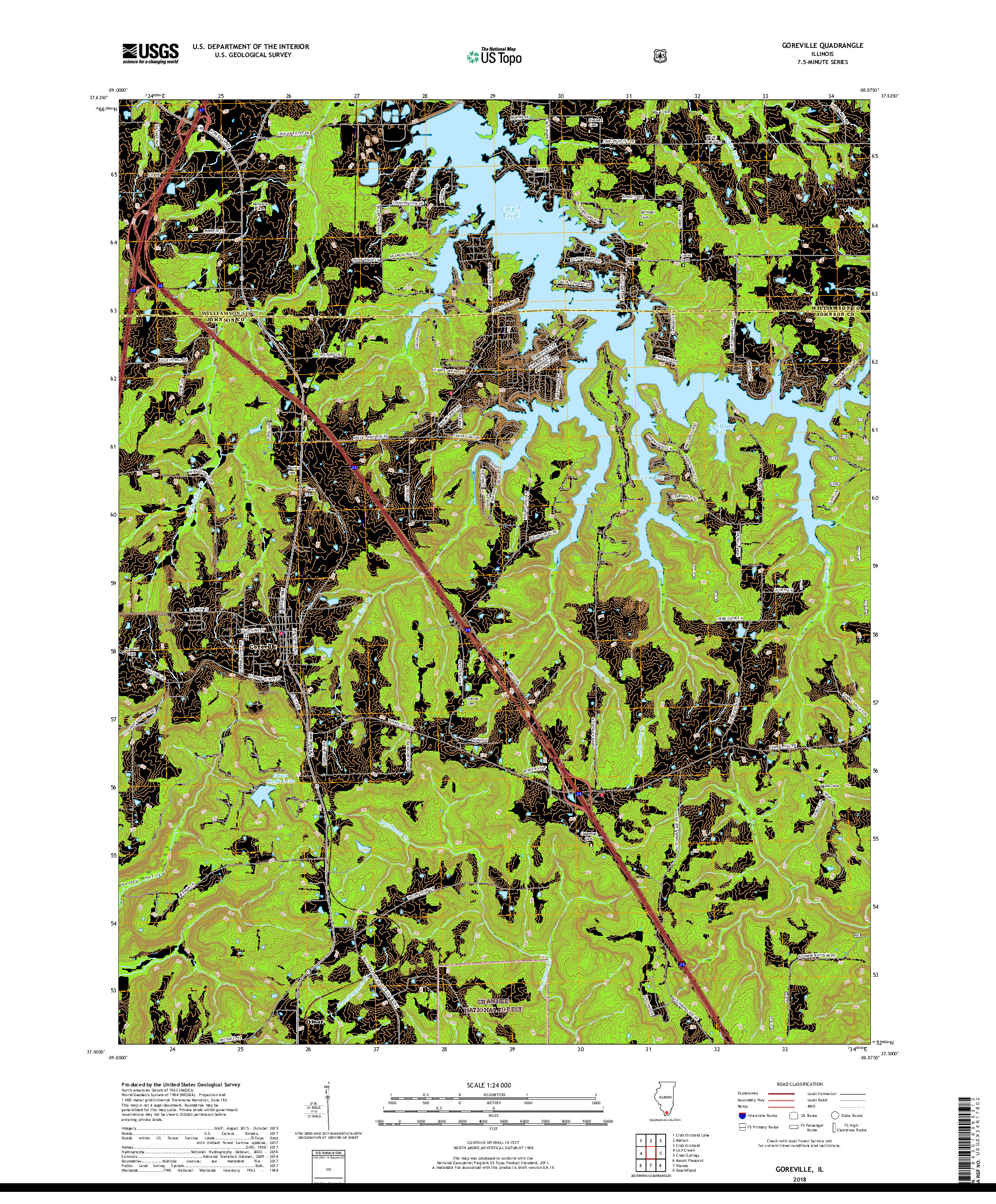USGS US TOPO 7.5-MINUTE MAP FOR GOREVILLE, IL 2018