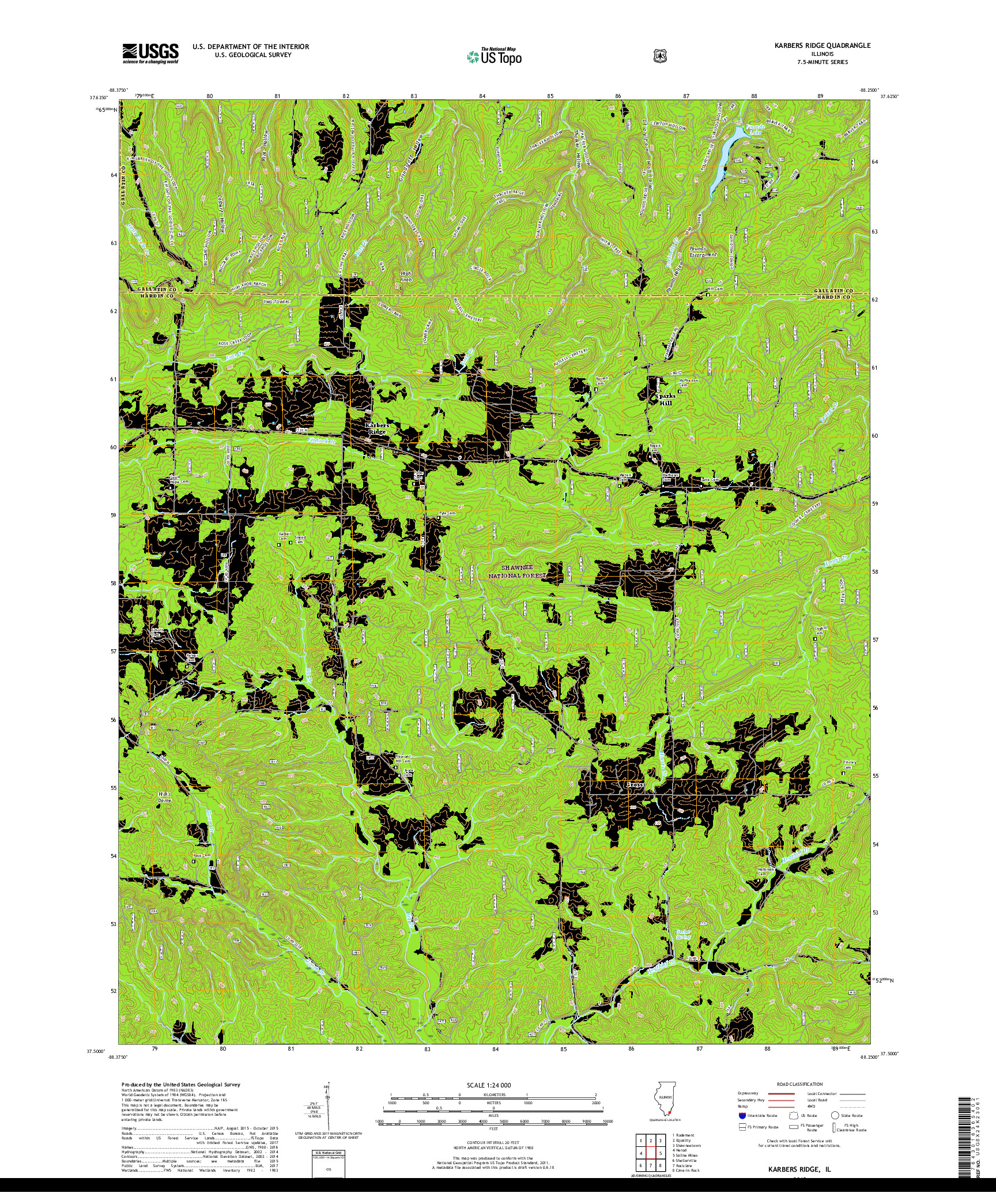 USGS US TOPO 7.5-MINUTE MAP FOR KARBERS RIDGE, IL 2018