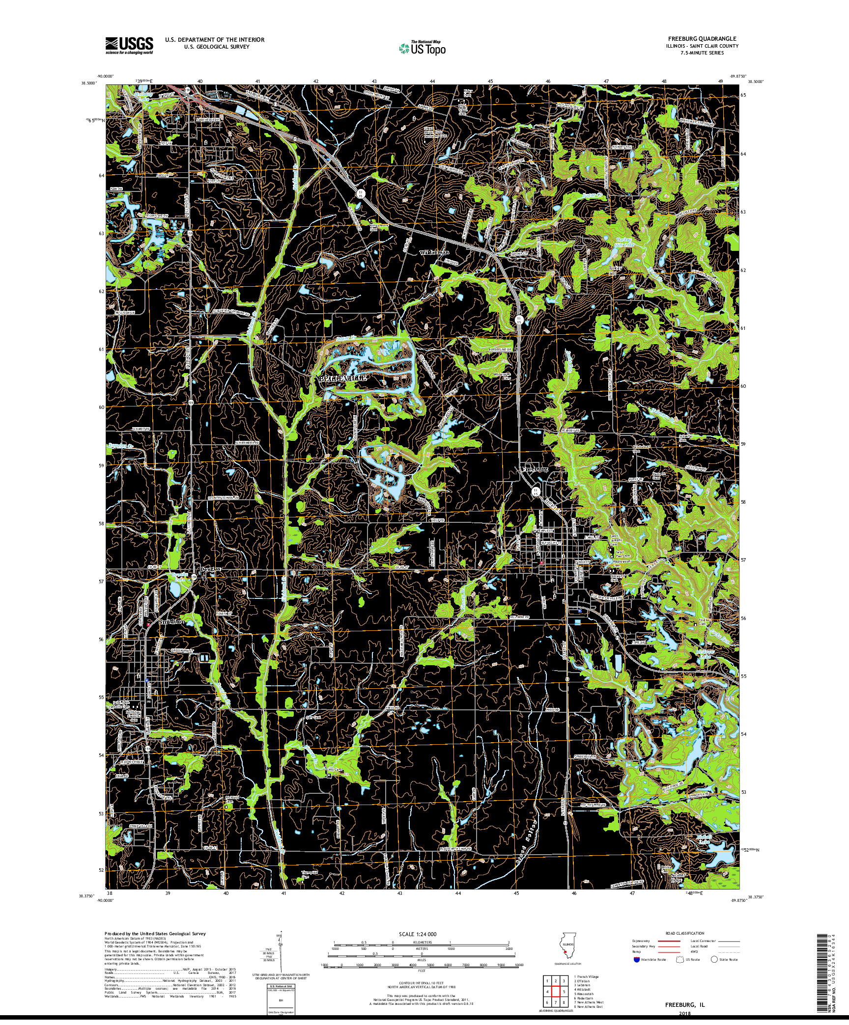 USGS US TOPO 7.5-MINUTE MAP FOR FREEBURG, IL 2018