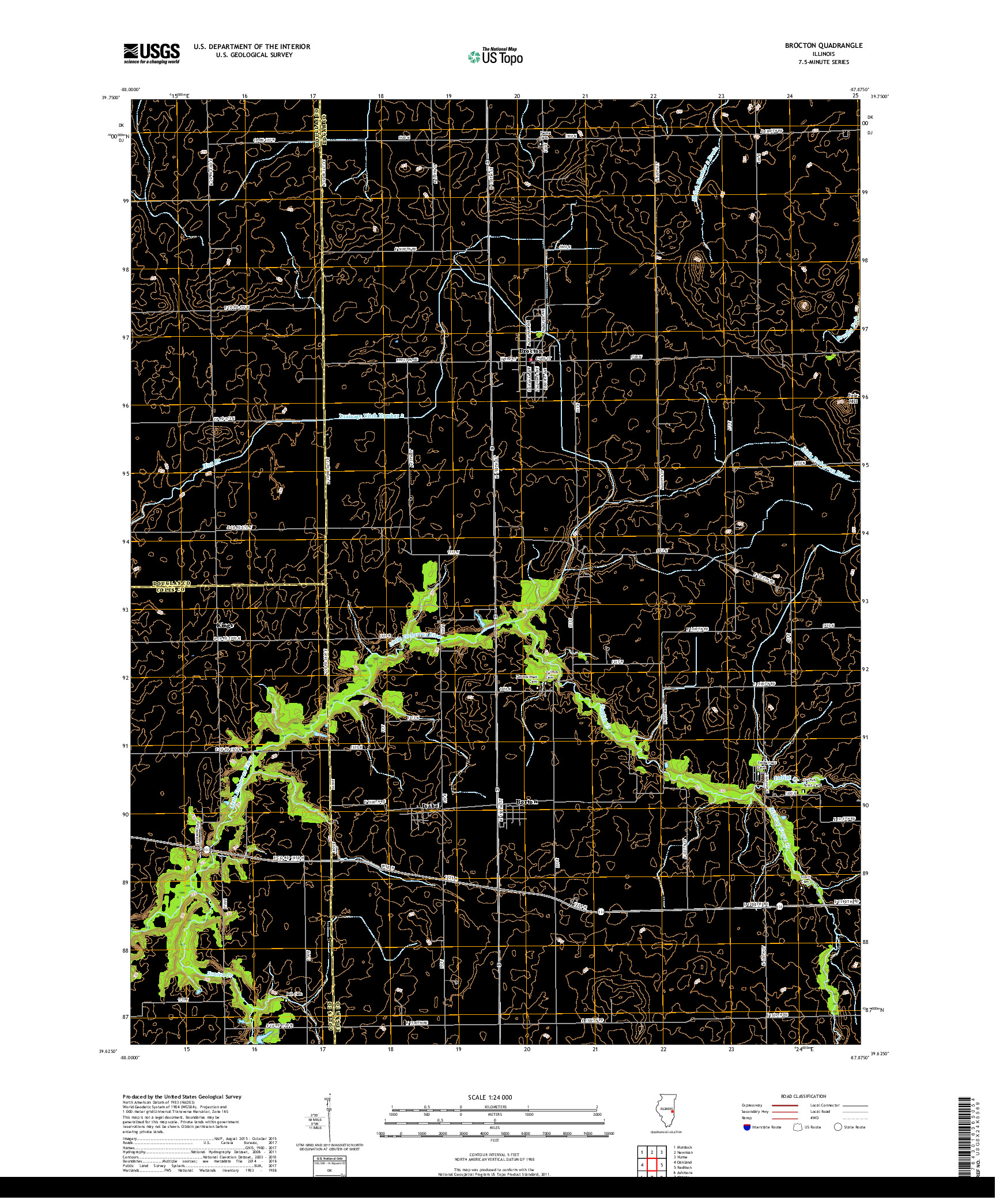 USGS US TOPO 7.5-MINUTE MAP FOR BROCTON, IL 2018