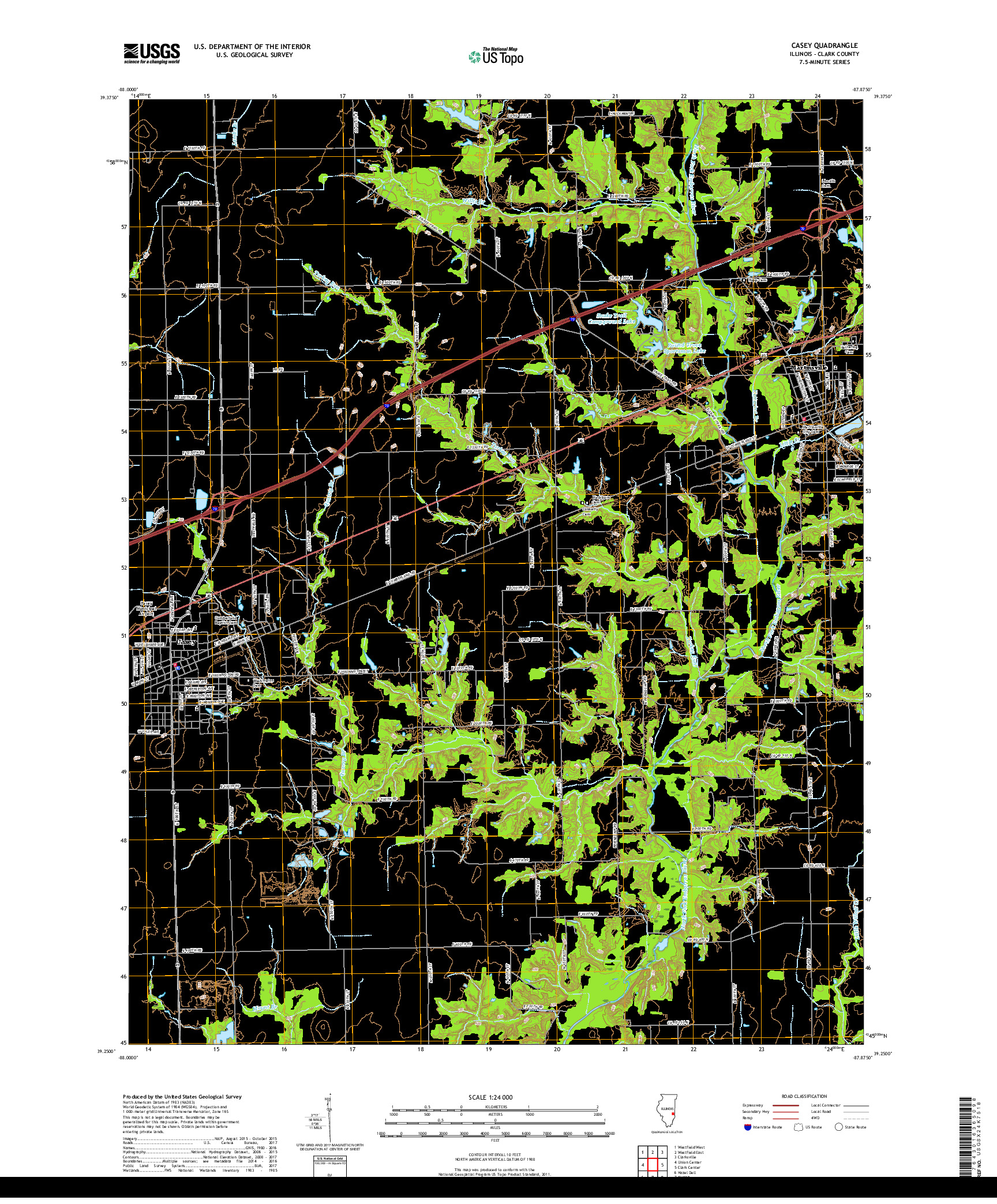 USGS US TOPO 7.5-MINUTE MAP FOR CASEY, IL 2018