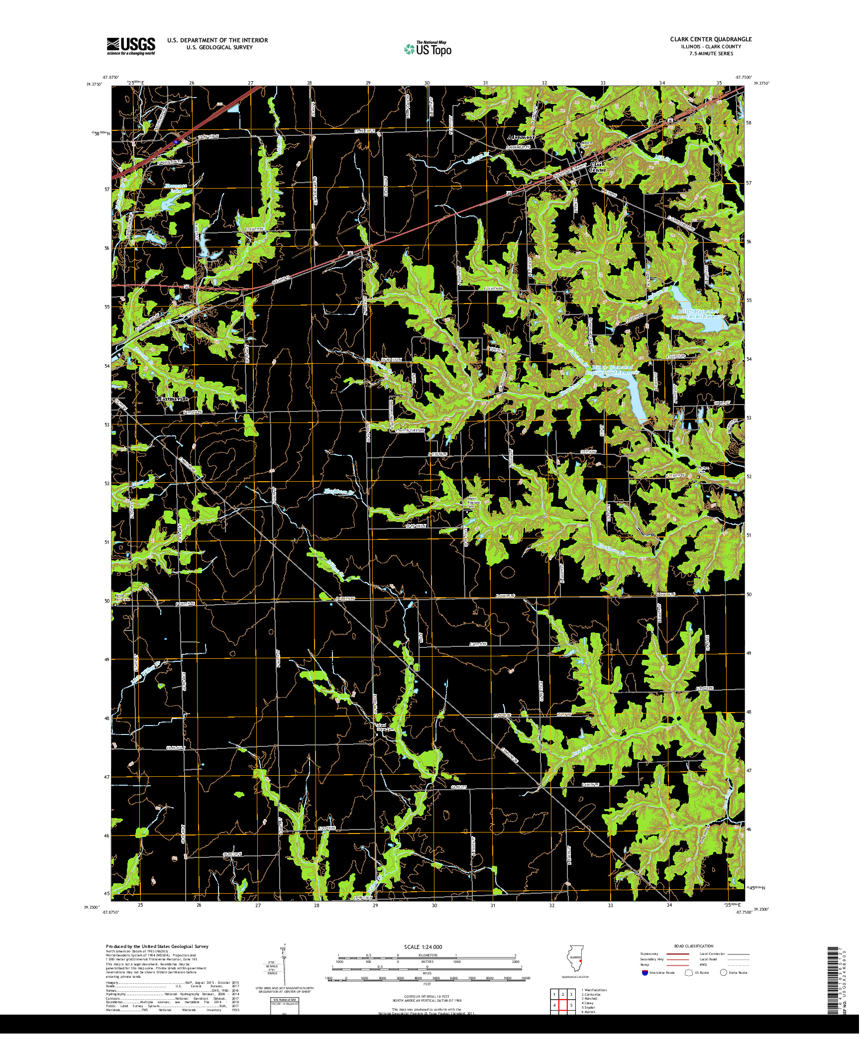 USGS US TOPO 7.5-MINUTE MAP FOR CLARK CENTER, IL 2018