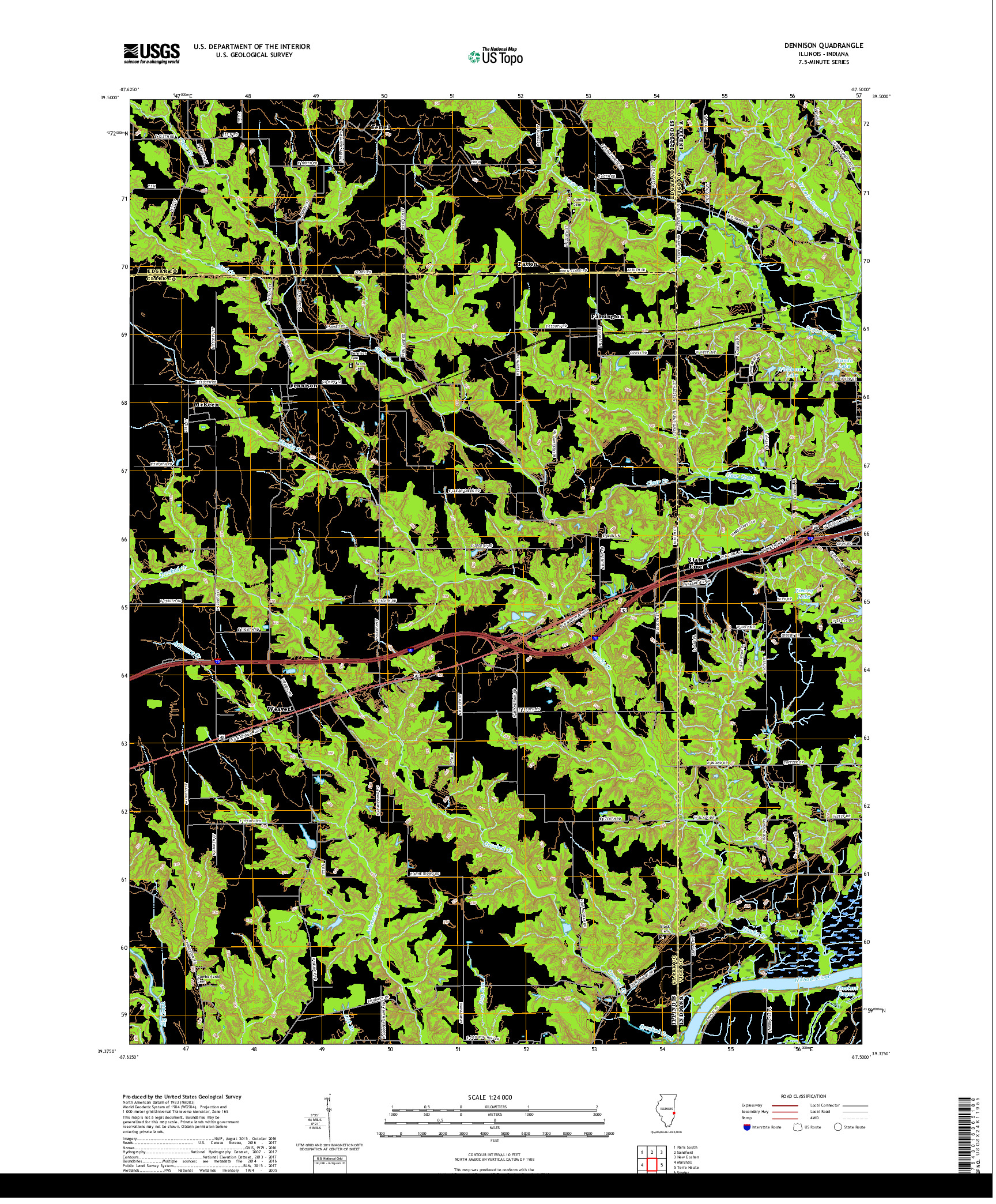 USGS US TOPO 7.5-MINUTE MAP FOR DENNISON, IL,IN 2018