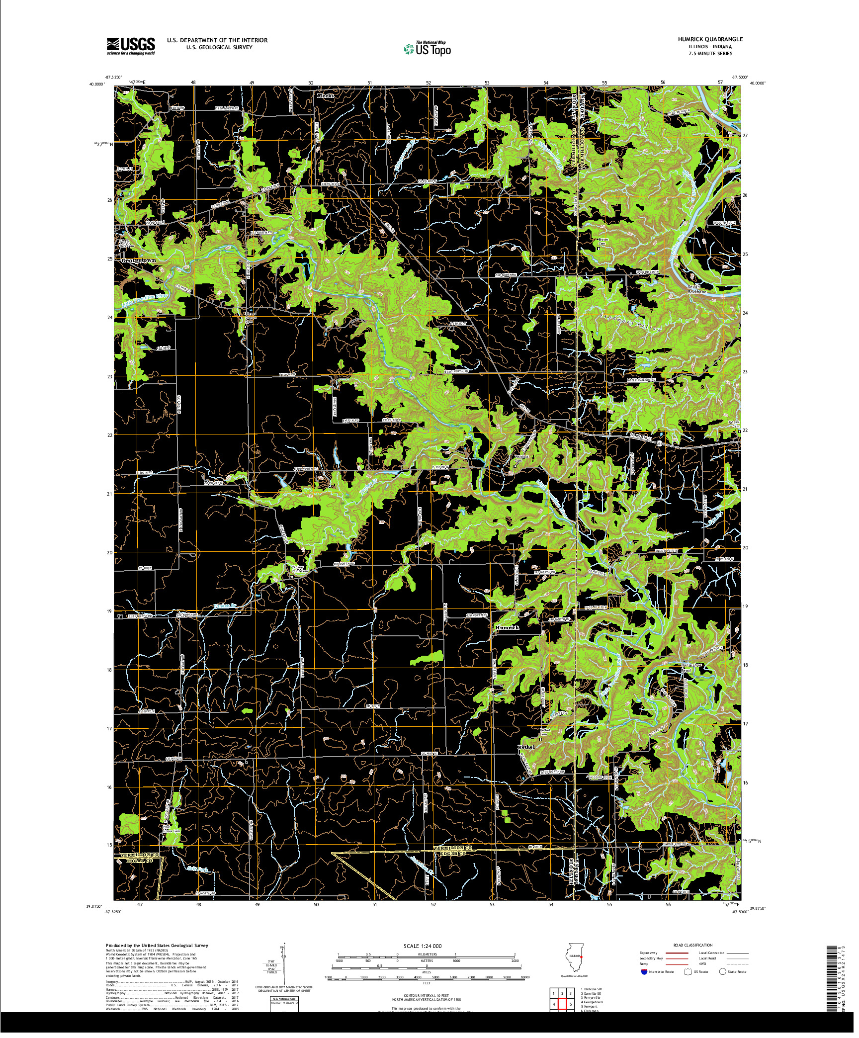 USGS US TOPO 7.5-MINUTE MAP FOR HUMRICK, IL,IN 2018