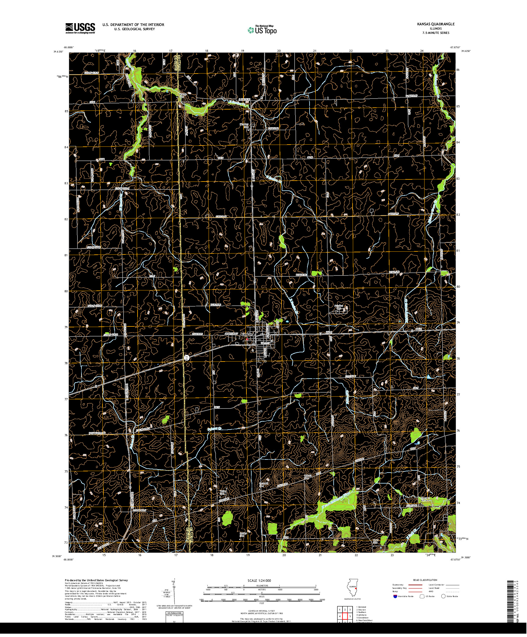 USGS US TOPO 7.5-MINUTE MAP FOR KANSAS, IL 2018