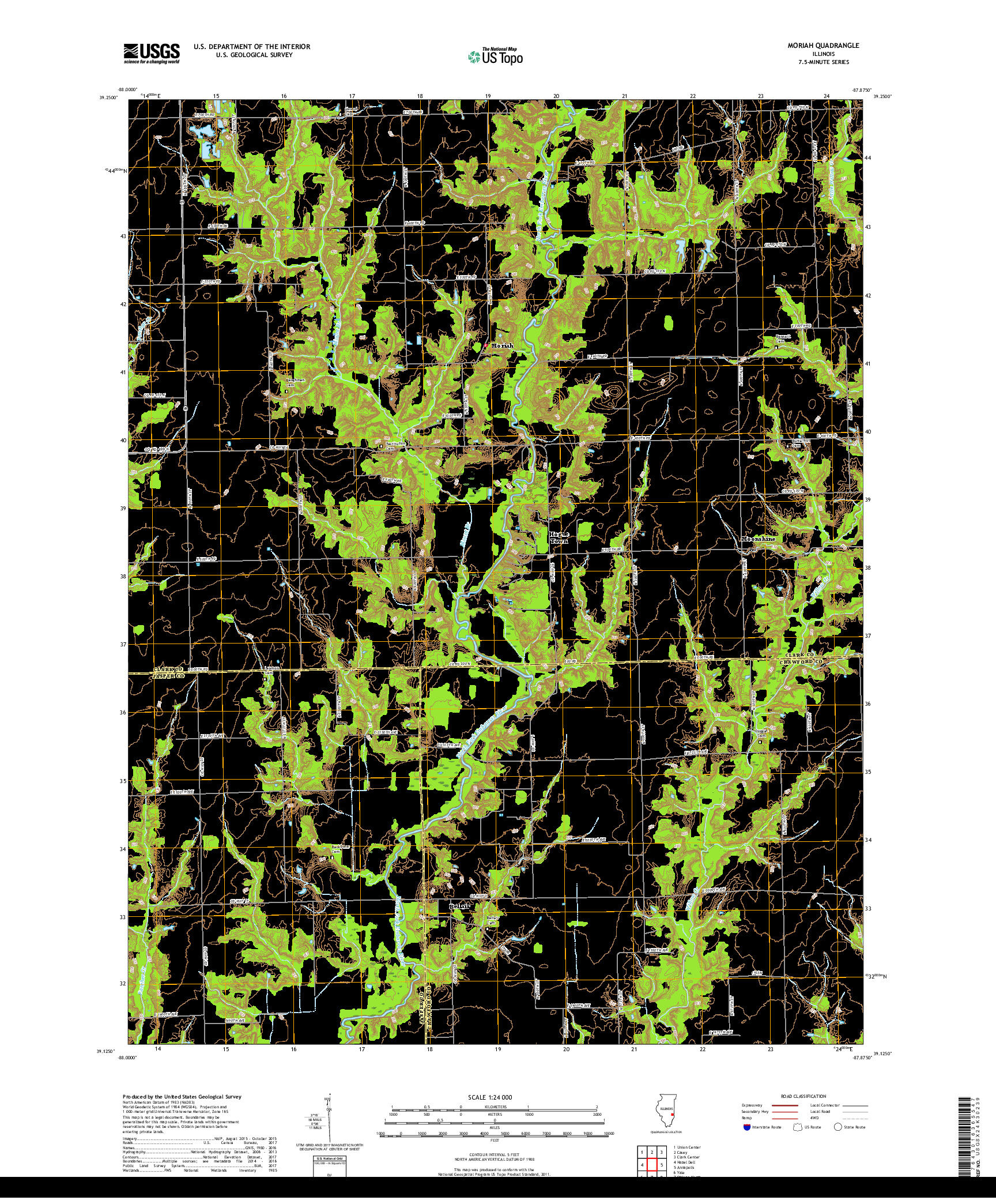 USGS US TOPO 7.5-MINUTE MAP FOR MORIAH, IL 2018