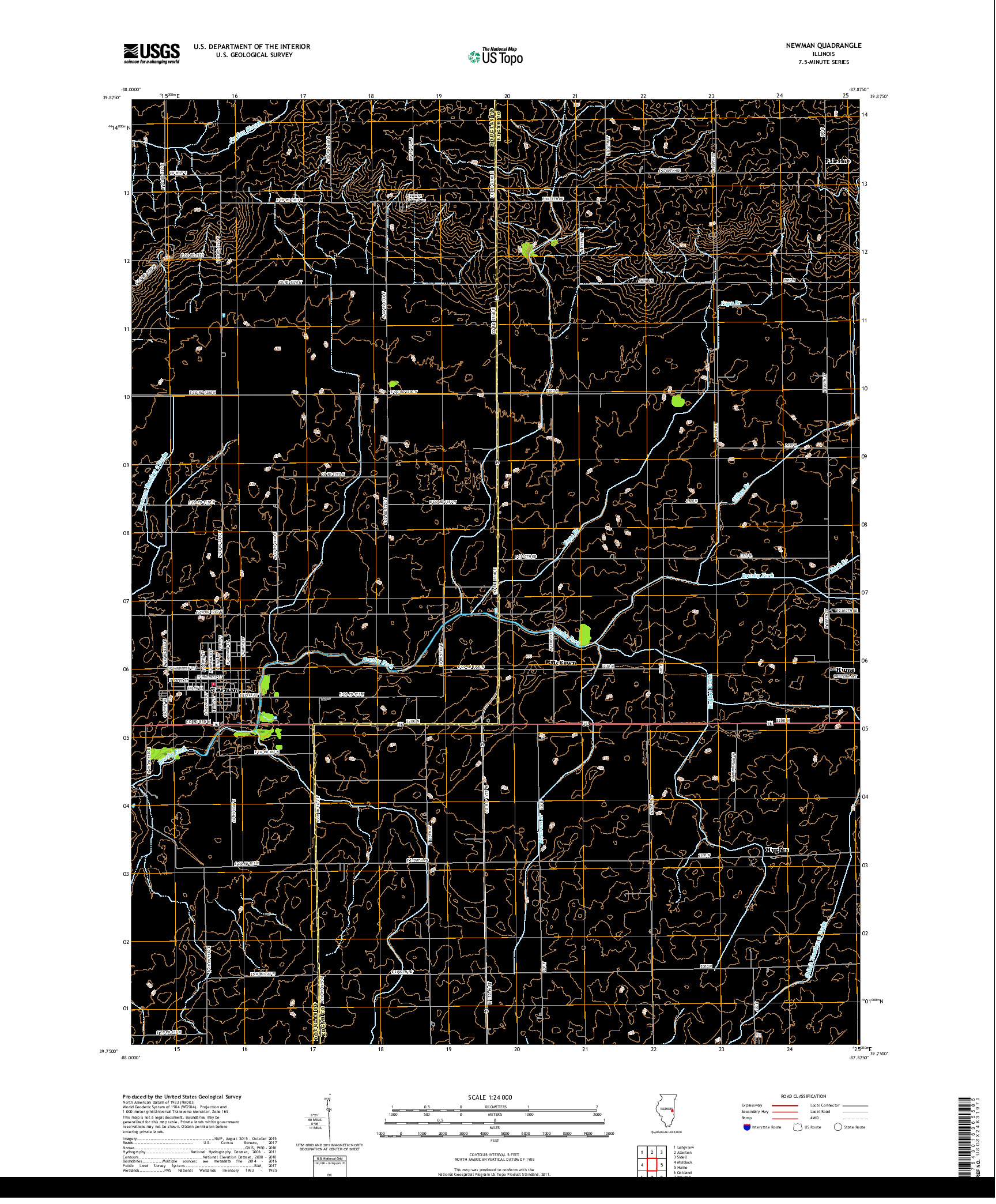 USGS US TOPO 7.5-MINUTE MAP FOR NEWMAN, IL 2018