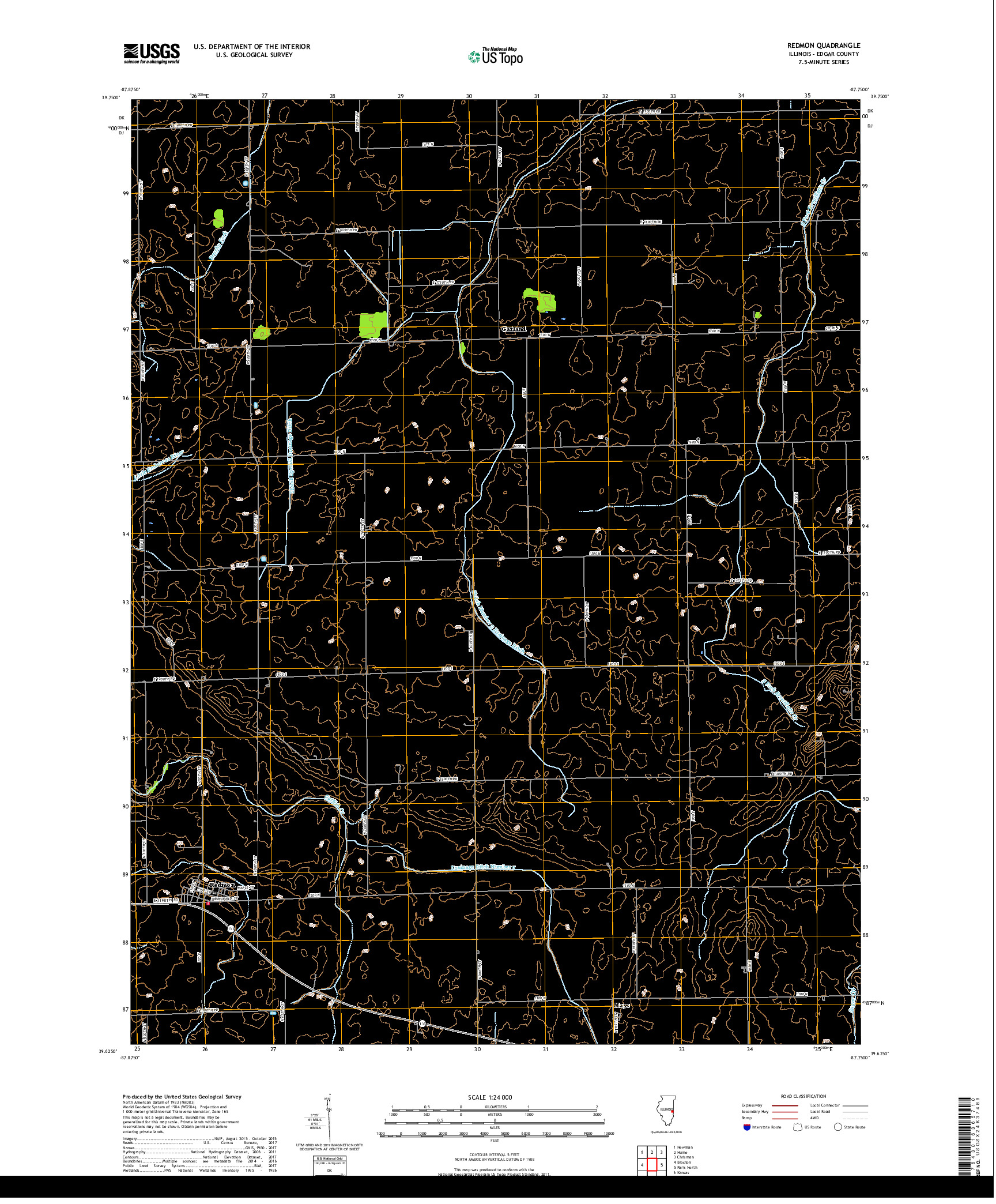 USGS US TOPO 7.5-MINUTE MAP FOR REDMON, IL 2018