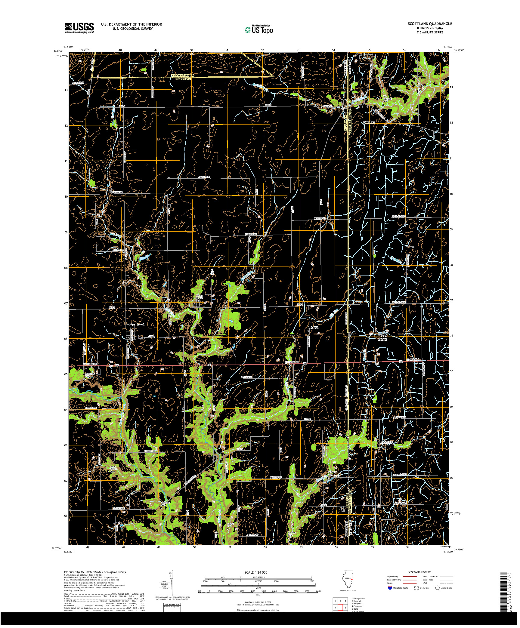 USGS US TOPO 7.5-MINUTE MAP FOR SCOTTLAND, IL,IN 2018