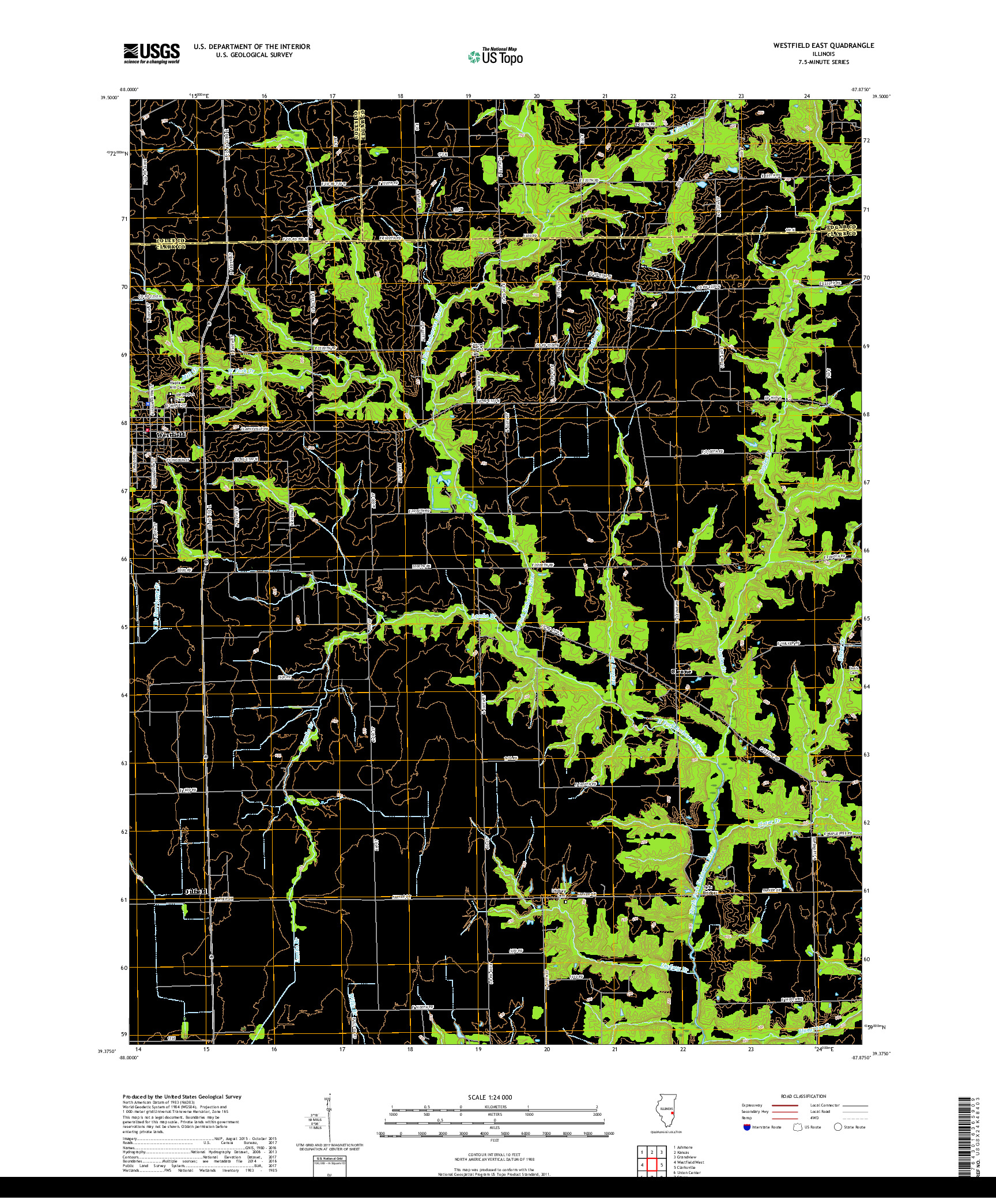 USGS US TOPO 7.5-MINUTE MAP FOR WESTFIELD EAST, IL 2018