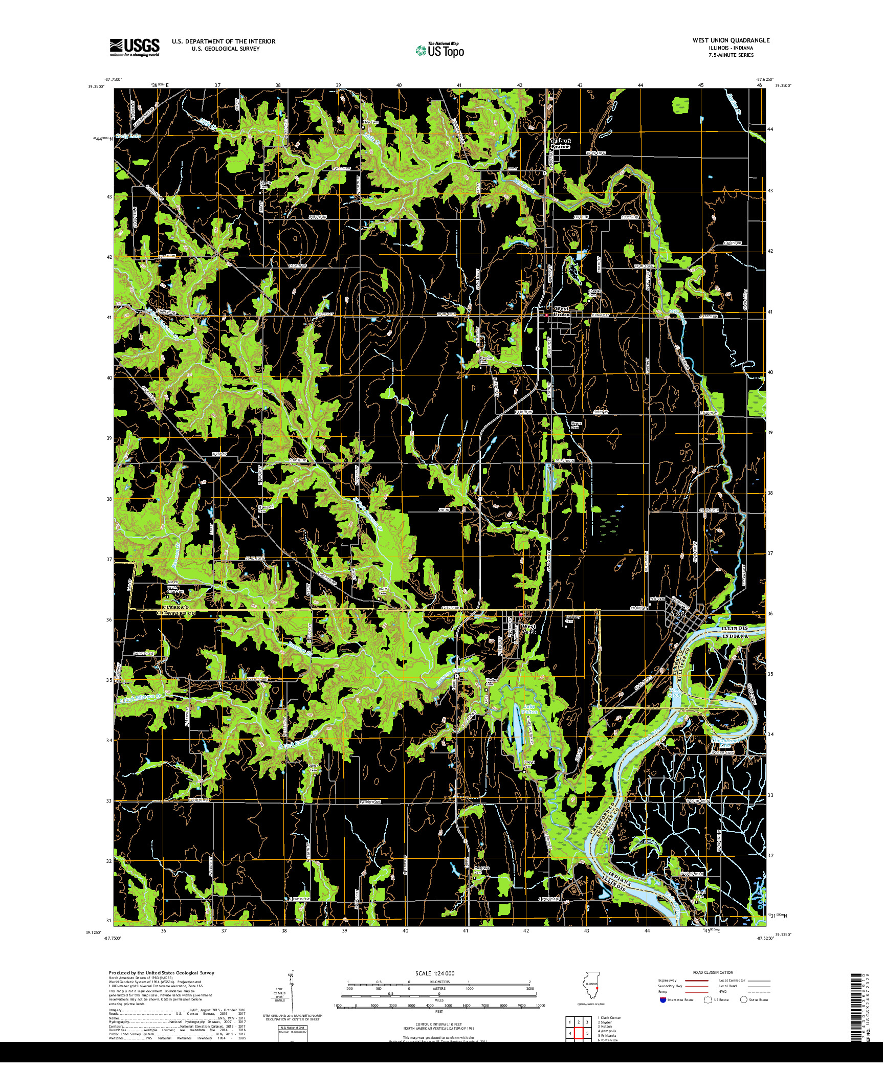 USGS US TOPO 7.5-MINUTE MAP FOR WEST UNION, IL,IN 2018