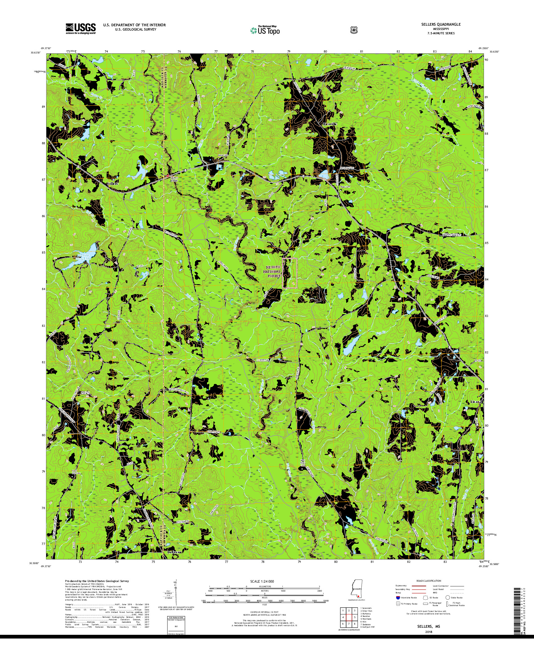 USGS US TOPO 7.5-MINUTE MAP FOR SELLERS, MS 2018