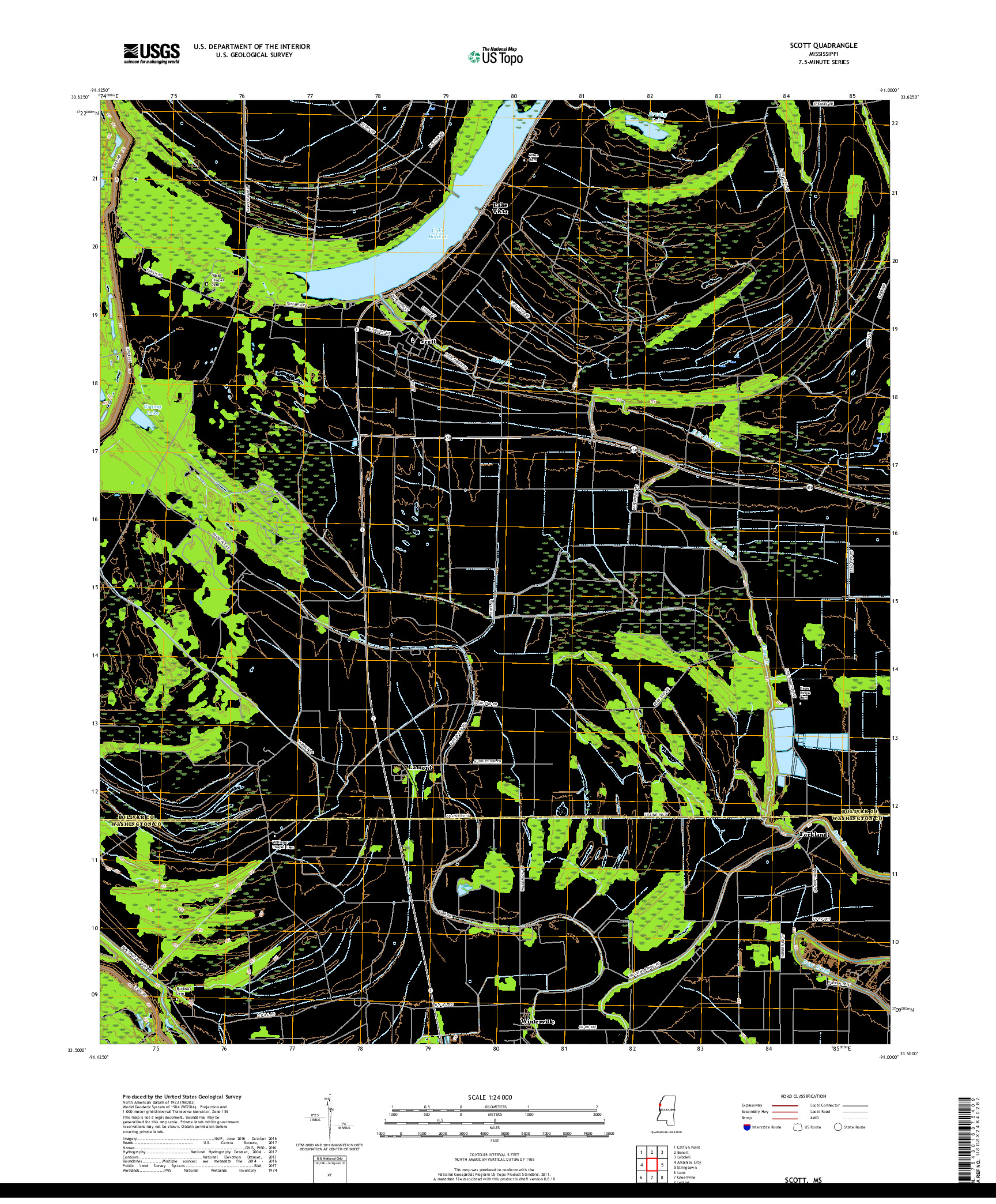 USGS US TOPO 7.5-MINUTE MAP FOR SCOTT, MS 2018