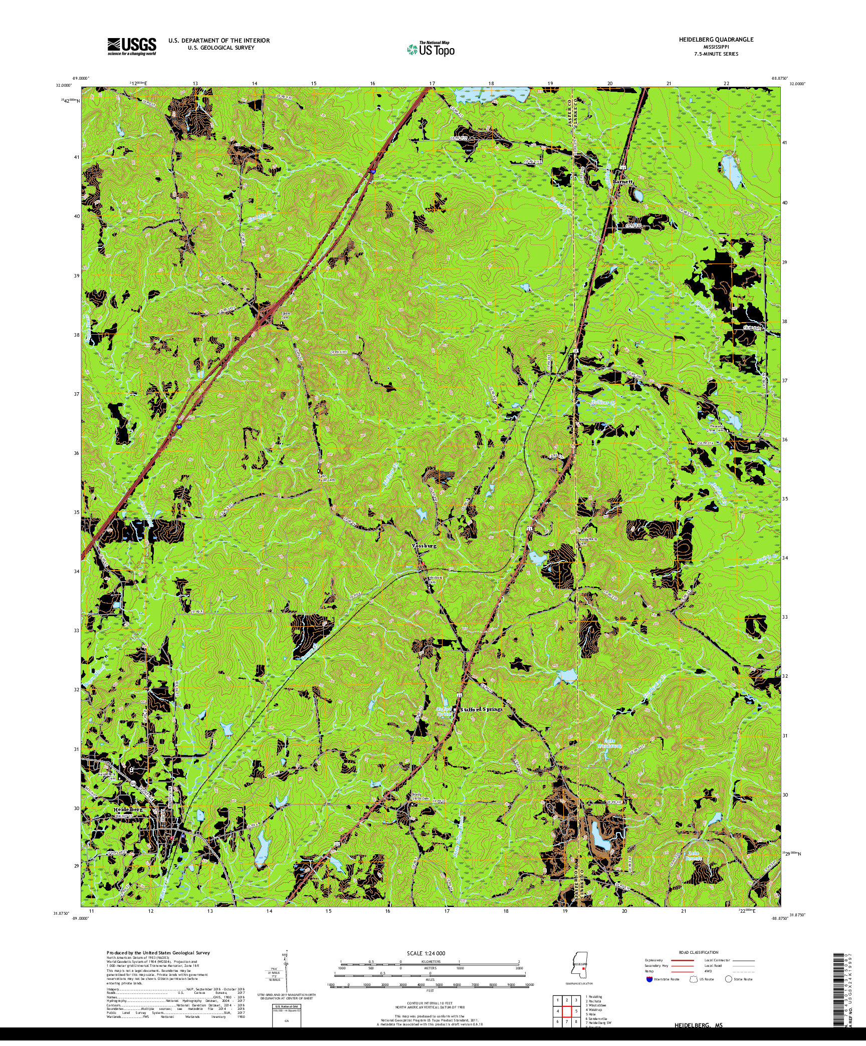USGS US TOPO 7.5-MINUTE MAP FOR HEIDELBERG, MS 2018