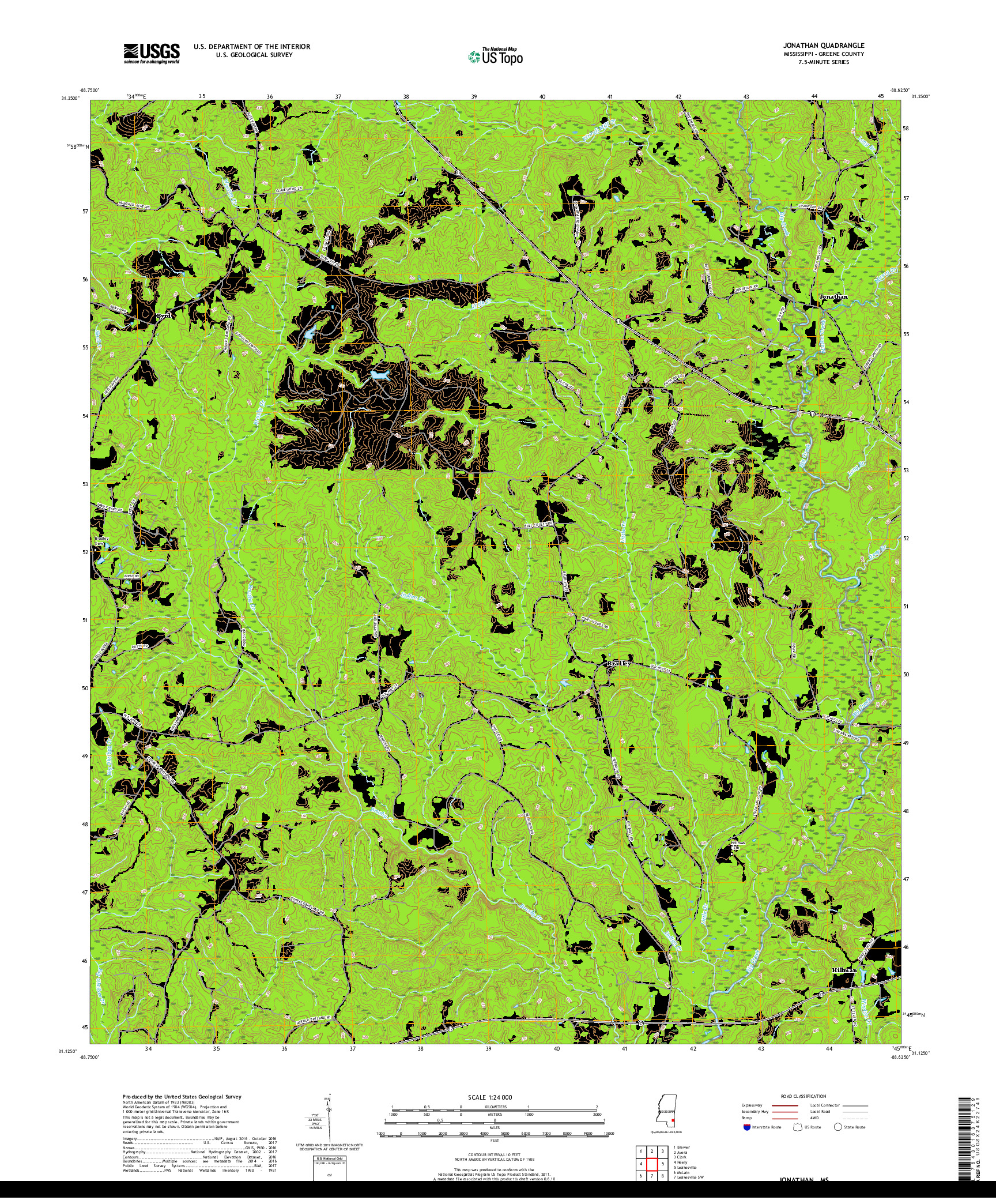 USGS US TOPO 7.5-MINUTE MAP FOR JONATHAN, MS 2018