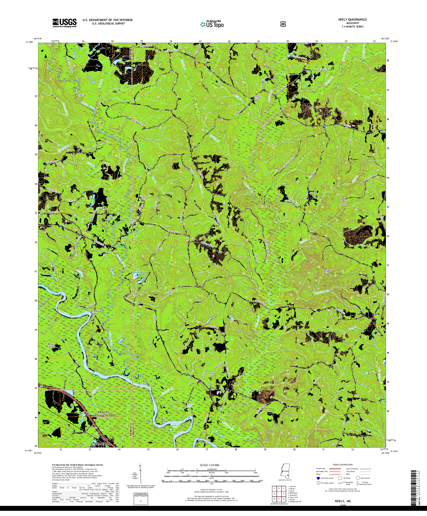 USGS US TOPO 7.5-MINUTE MAP FOR NEELY, MS 2018