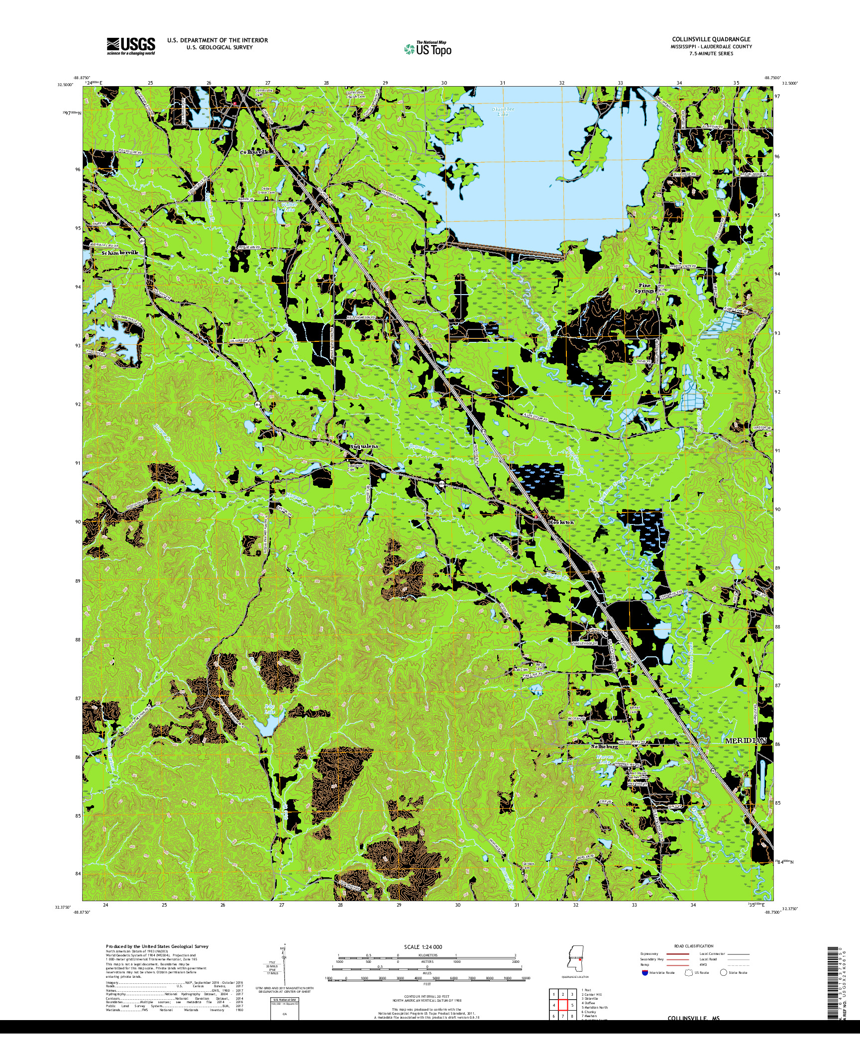 USGS US TOPO 7.5-MINUTE MAP FOR COLLINSVILLE, MS 2018