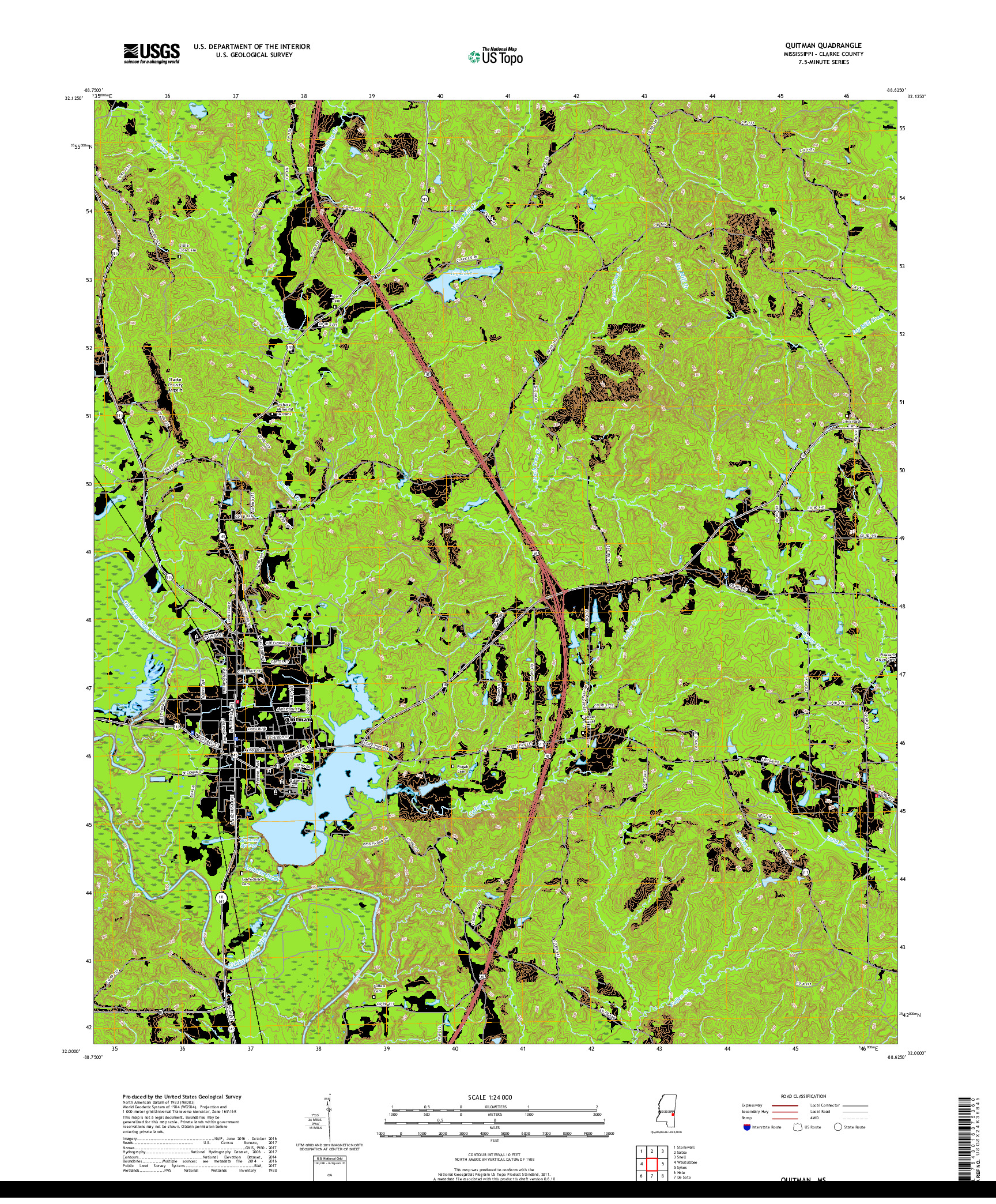 USGS US TOPO 7.5-MINUTE MAP FOR QUITMAN, MS 2018