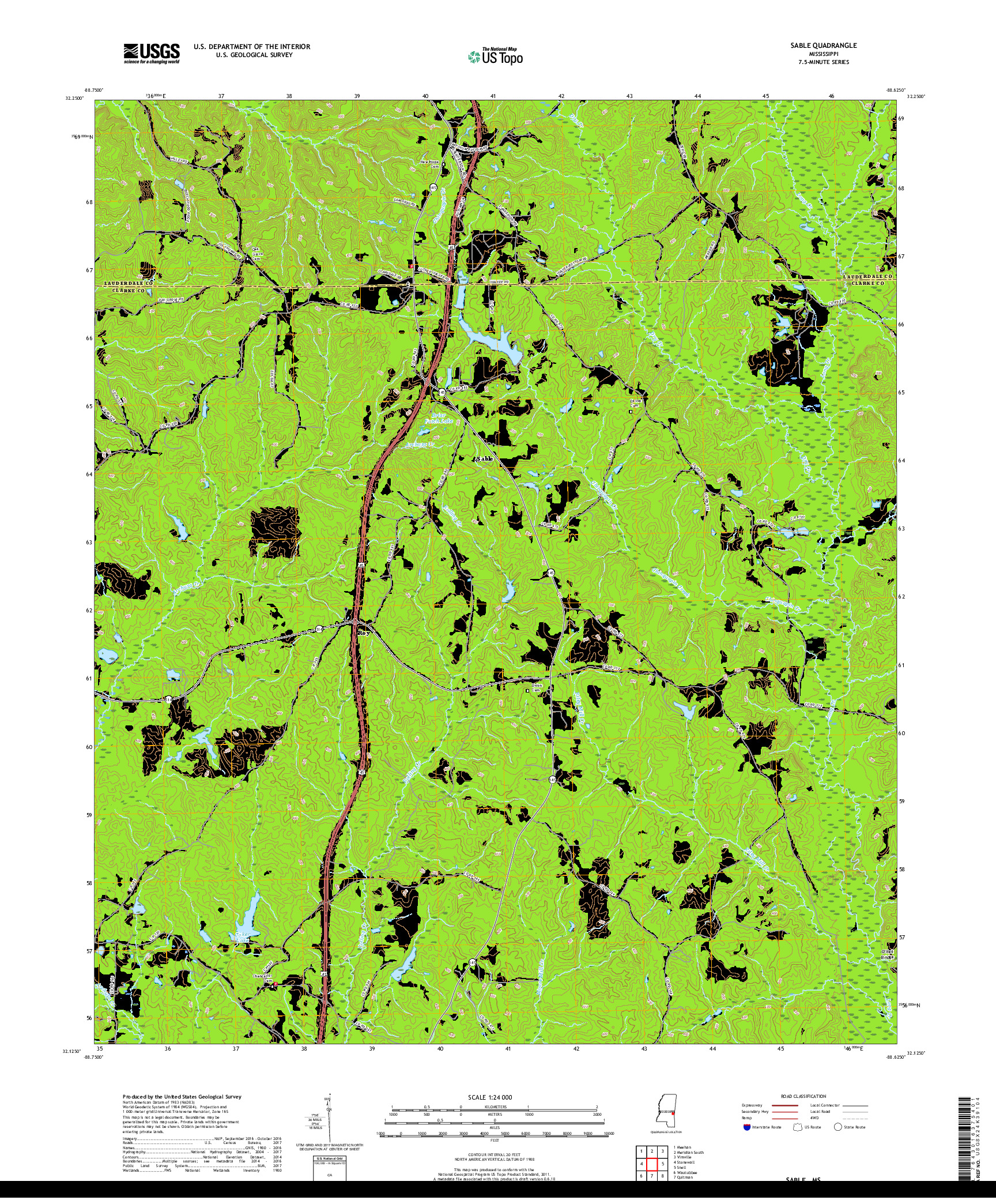 USGS US TOPO 7.5-MINUTE MAP FOR SABLE, MS 2018