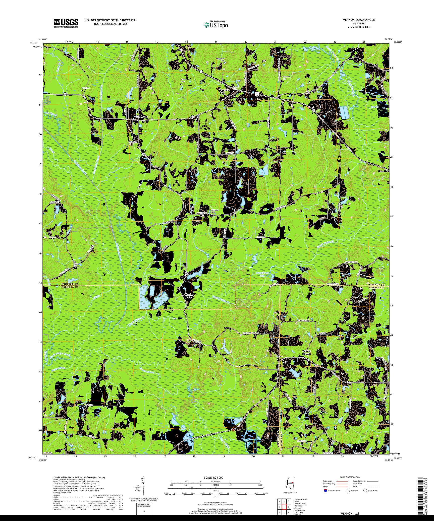 USGS US TOPO 7.5-MINUTE MAP FOR VERNON, MS 2018