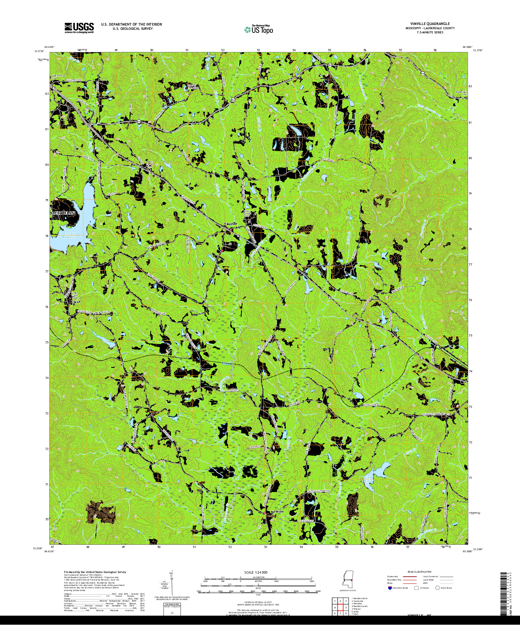 USGS US TOPO 7.5-MINUTE MAP FOR VIMVILLE, MS 2018