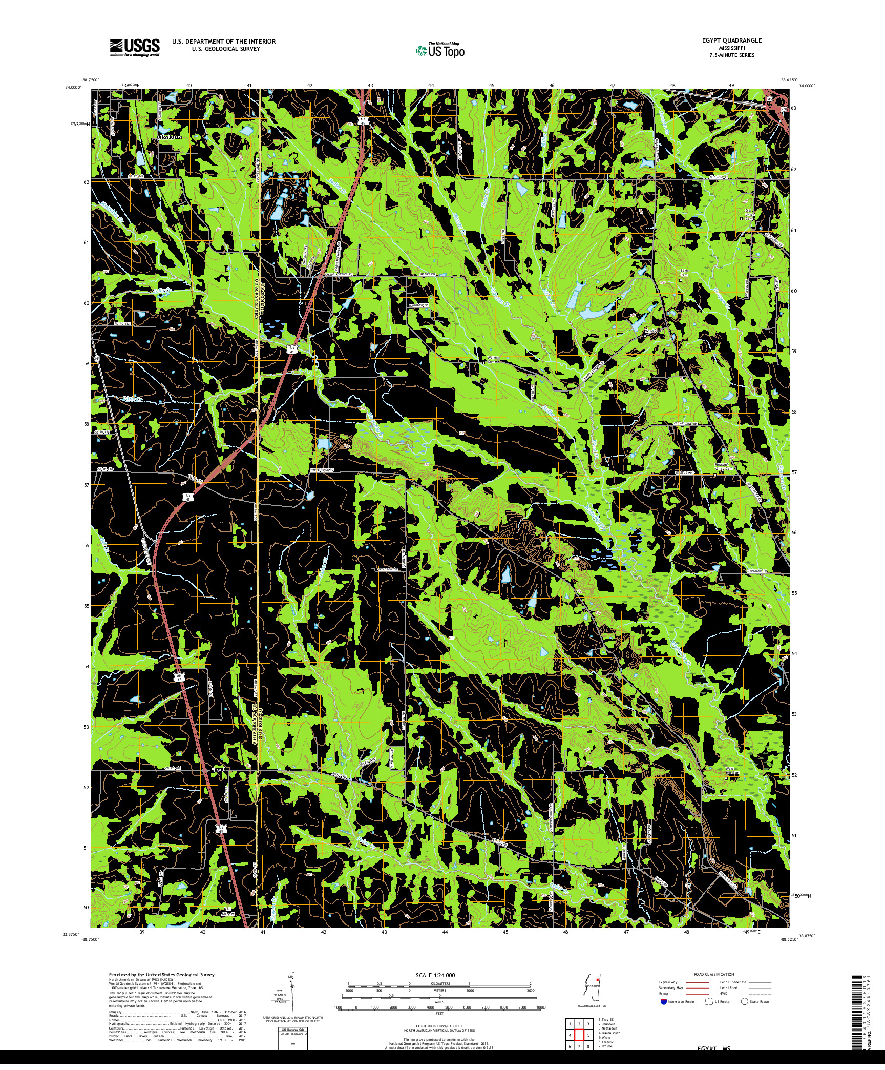 USGS US TOPO 7.5-MINUTE MAP FOR EGYPT, MS 2018