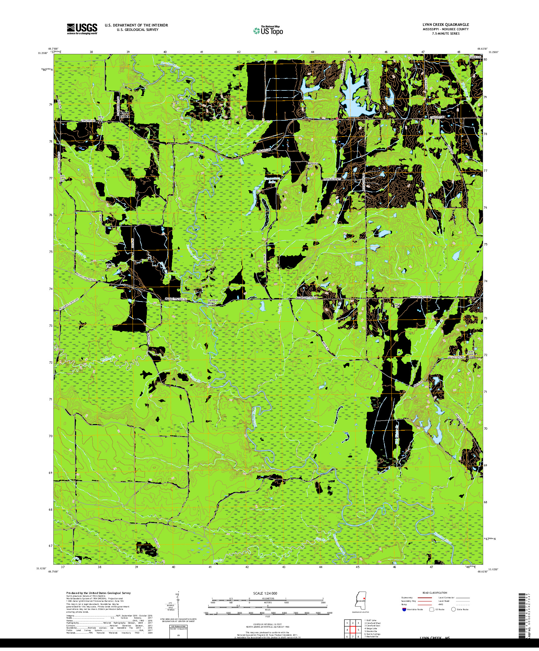 USGS US TOPO 7.5-MINUTE MAP FOR LYNN CREEK, MS 2018