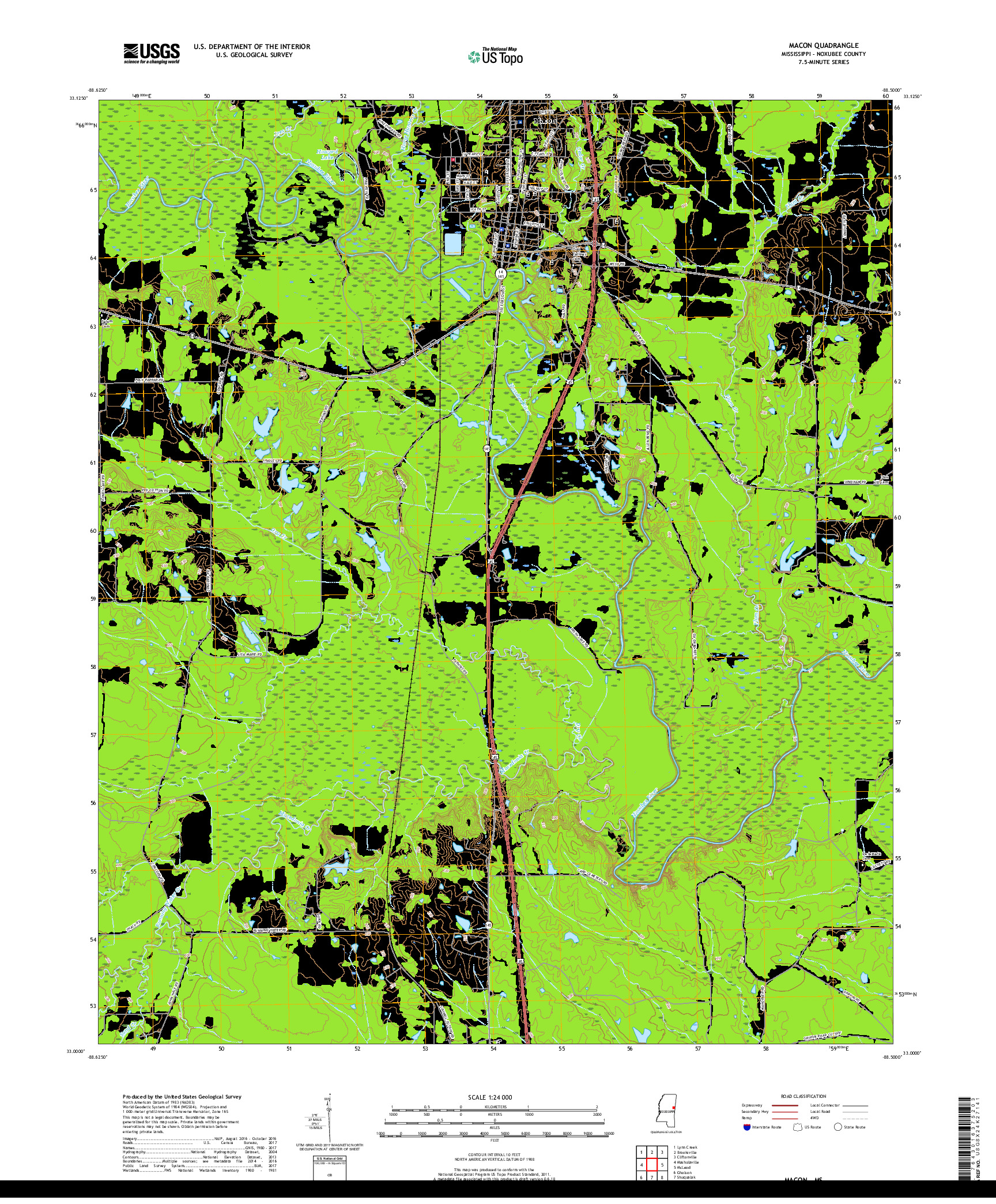 USGS US TOPO 7.5-MINUTE MAP FOR MACON, MS 2018