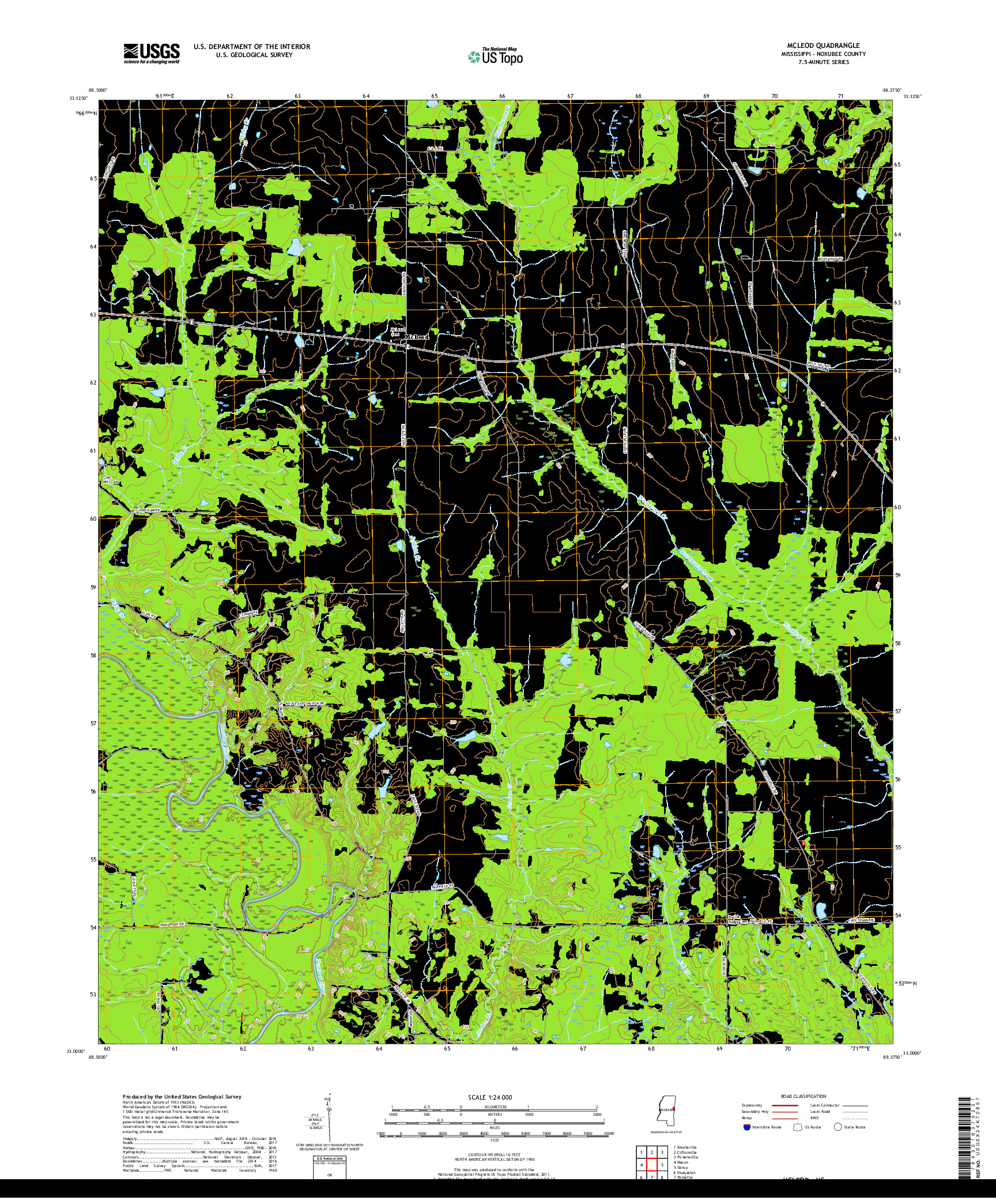 USGS US TOPO 7.5-MINUTE MAP FOR MCLEOD, MS 2018