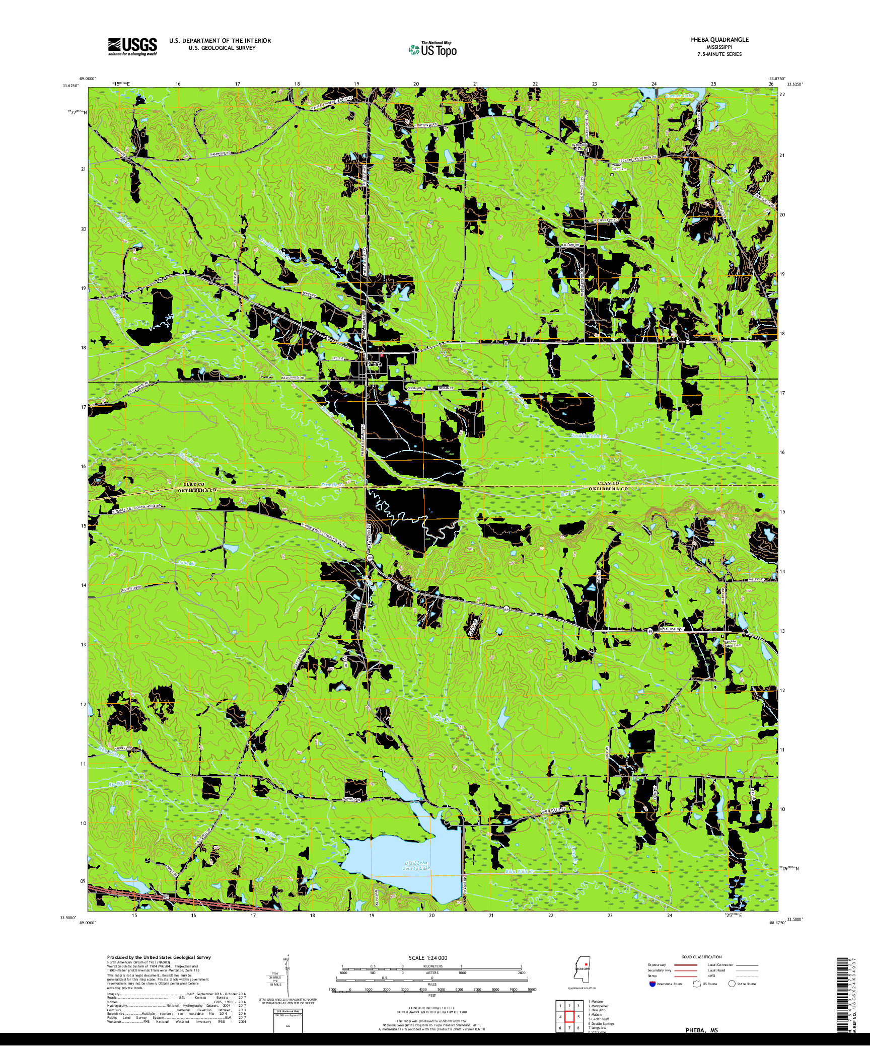 USGS US TOPO 7.5-MINUTE MAP FOR PHEBA, MS 2018