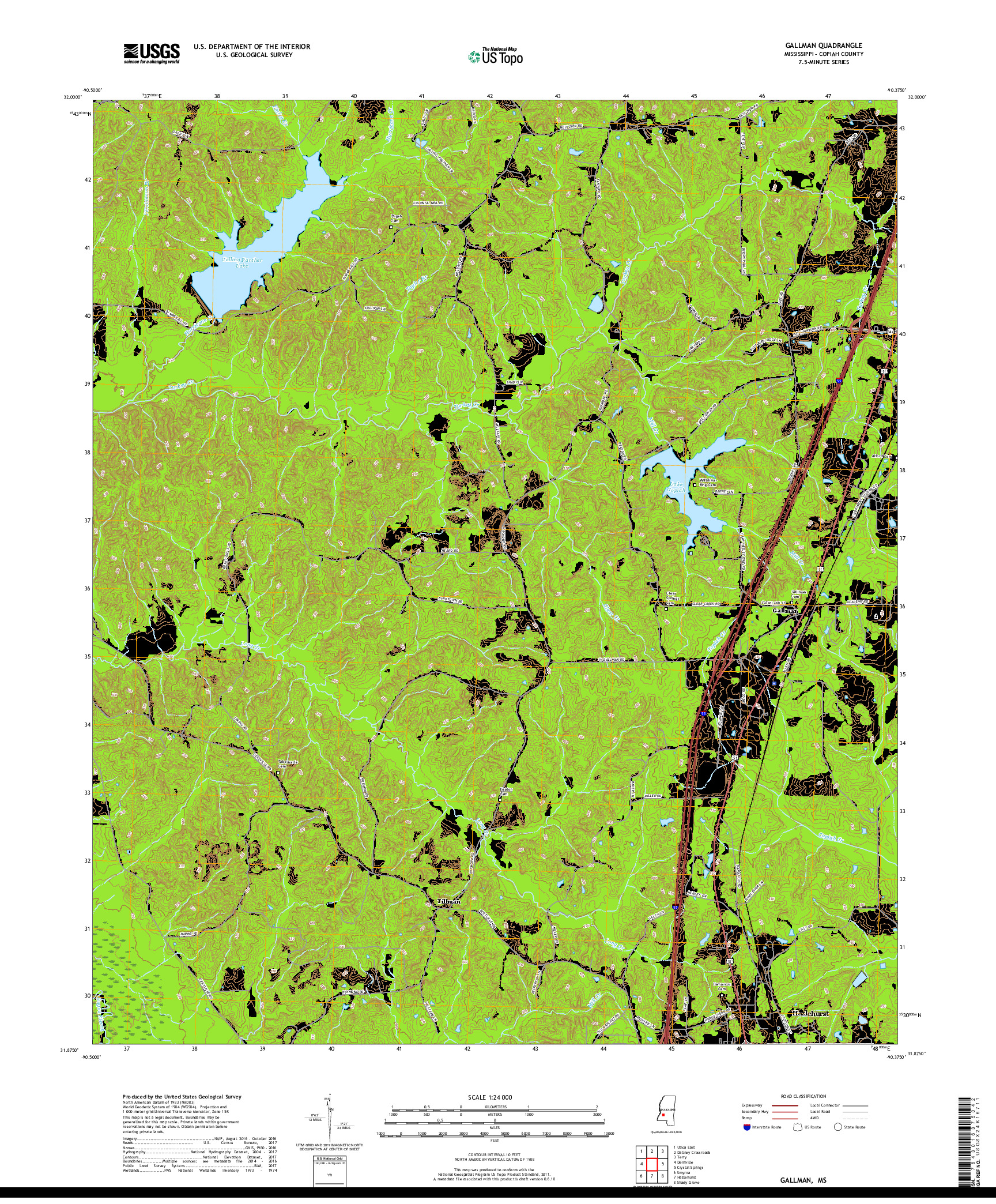 USGS US TOPO 7.5-MINUTE MAP FOR GALLMAN, MS 2018