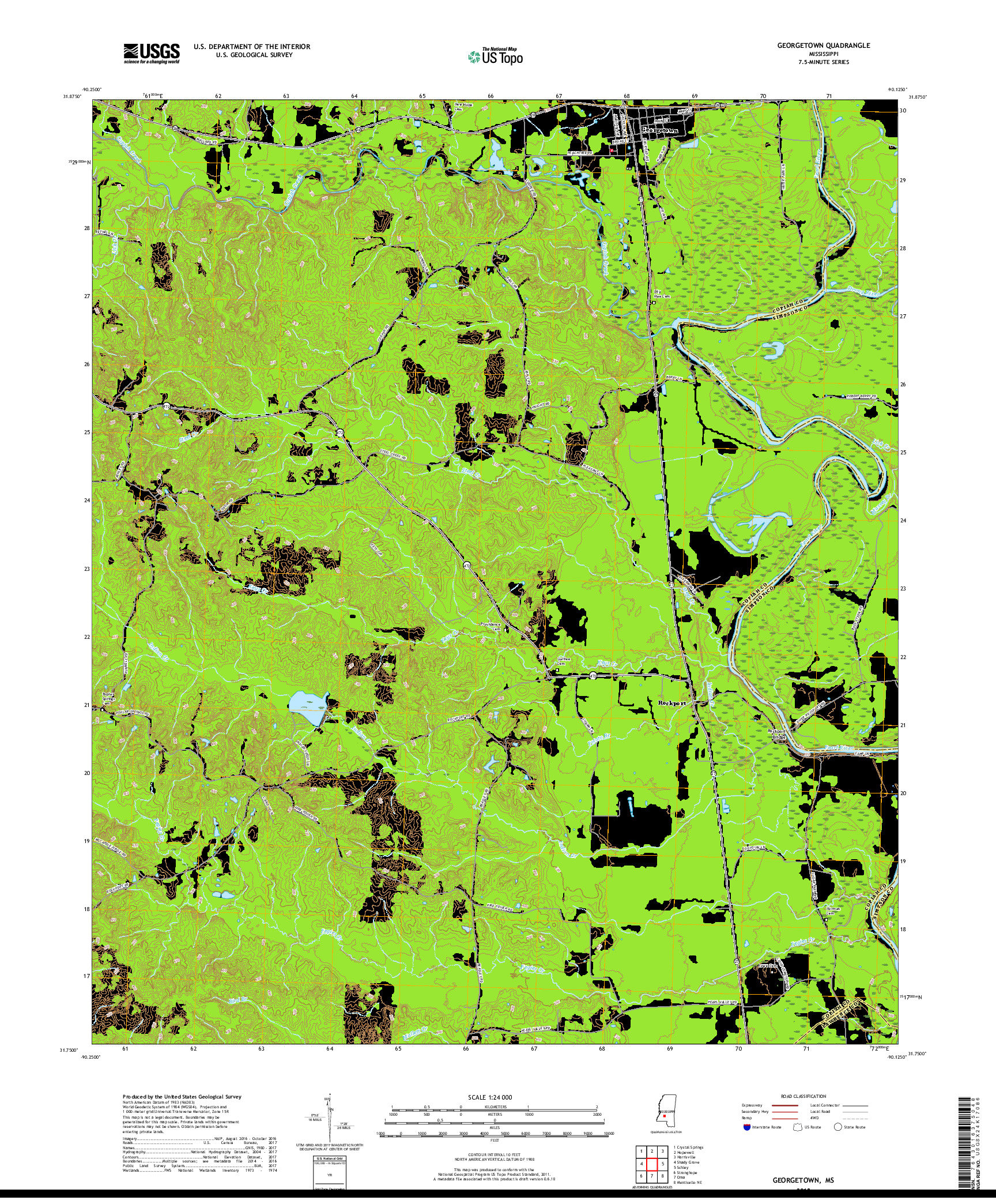 USGS US TOPO 7.5-MINUTE MAP FOR GEORGETOWN, MS 2018