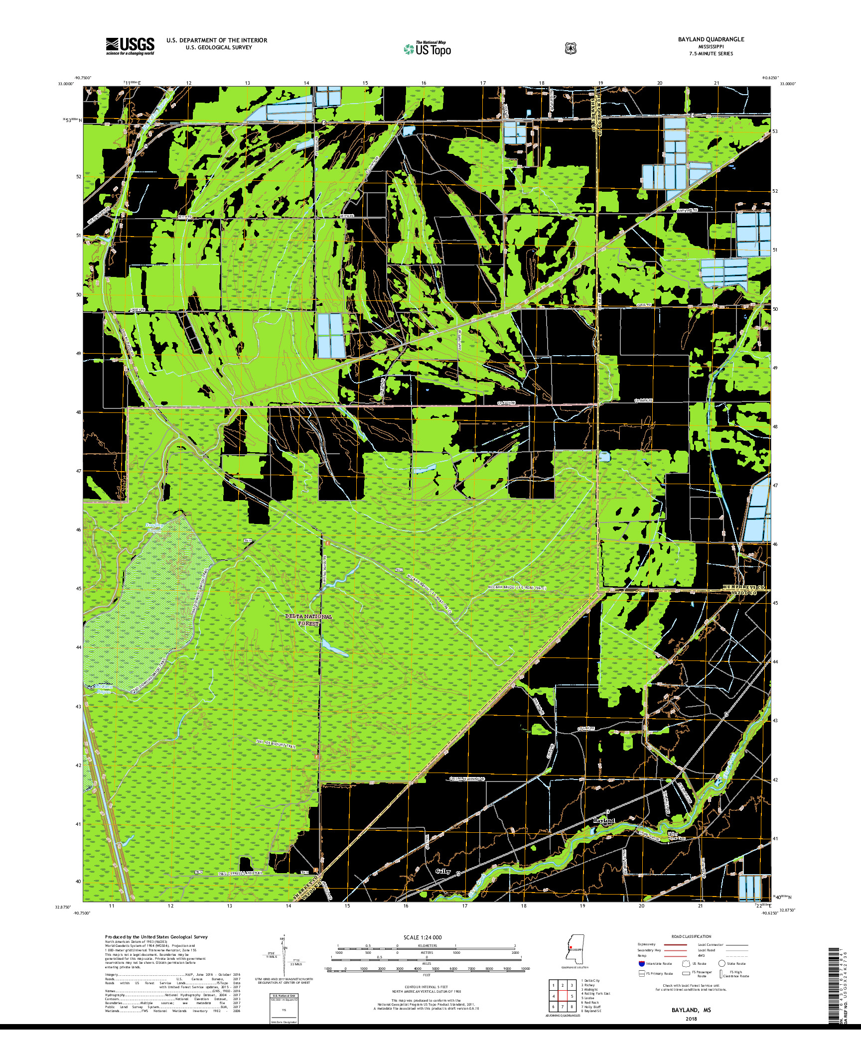 USGS US TOPO 7.5-MINUTE MAP FOR BAYLAND, MS 2018