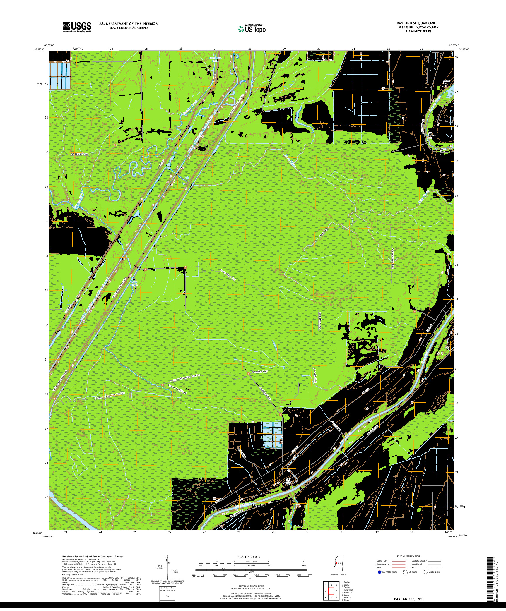 USGS US TOPO 7.5-MINUTE MAP FOR BAYLAND SE, MS 2018