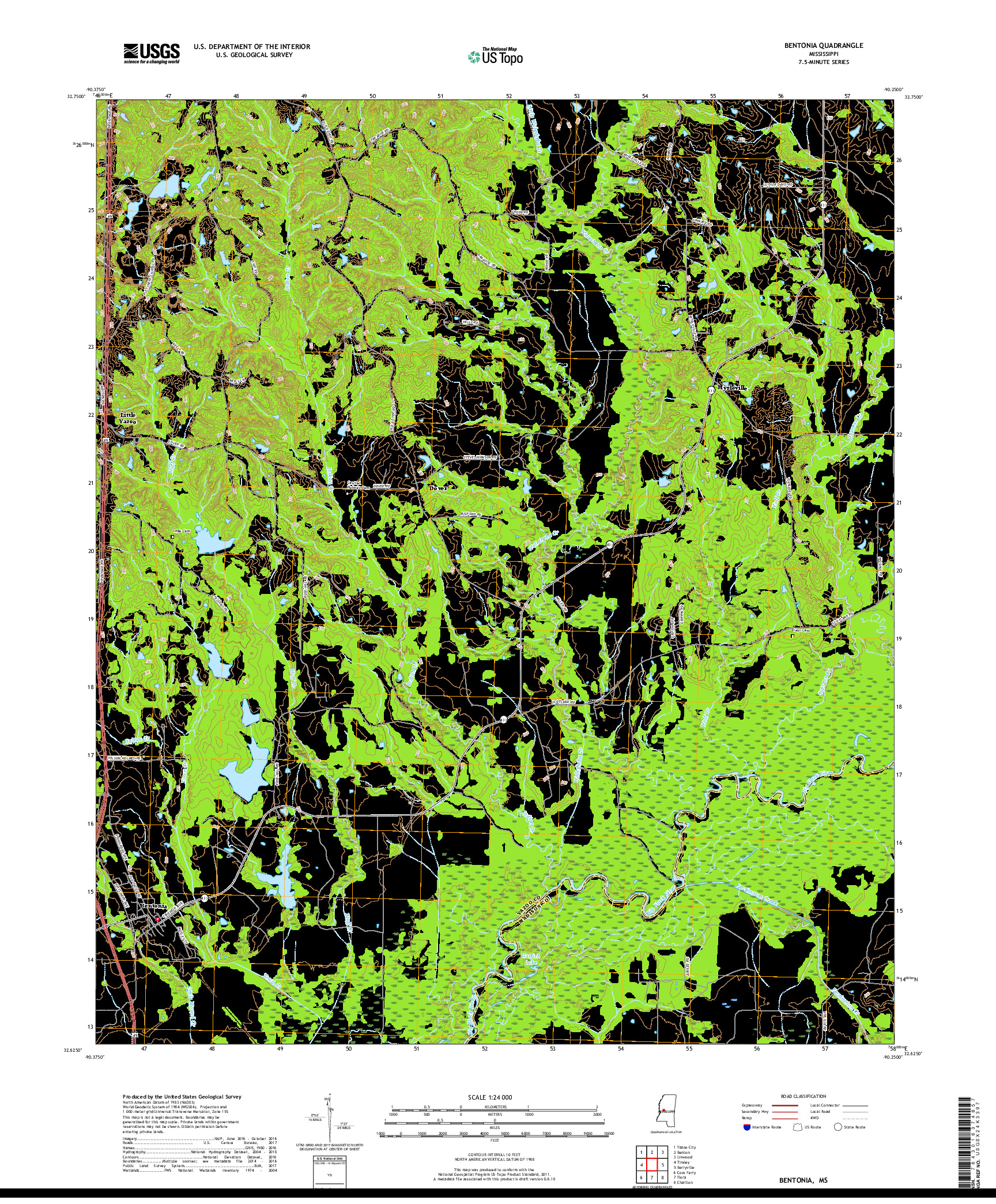 USGS US TOPO 7.5-MINUTE MAP FOR BENTONIA, MS 2018