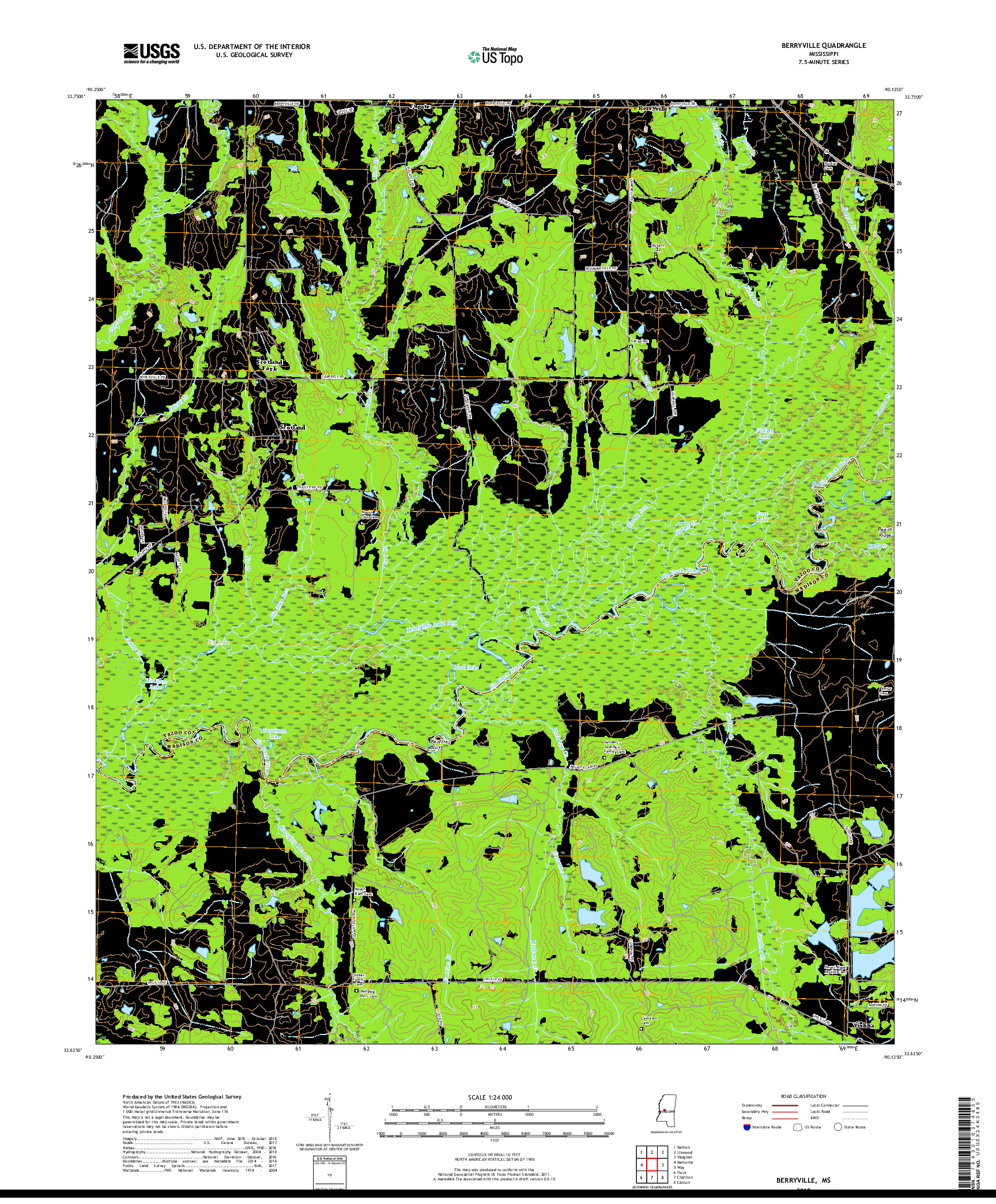 USGS US TOPO 7.5-MINUTE MAP FOR BERRYVILLE, MS 2018