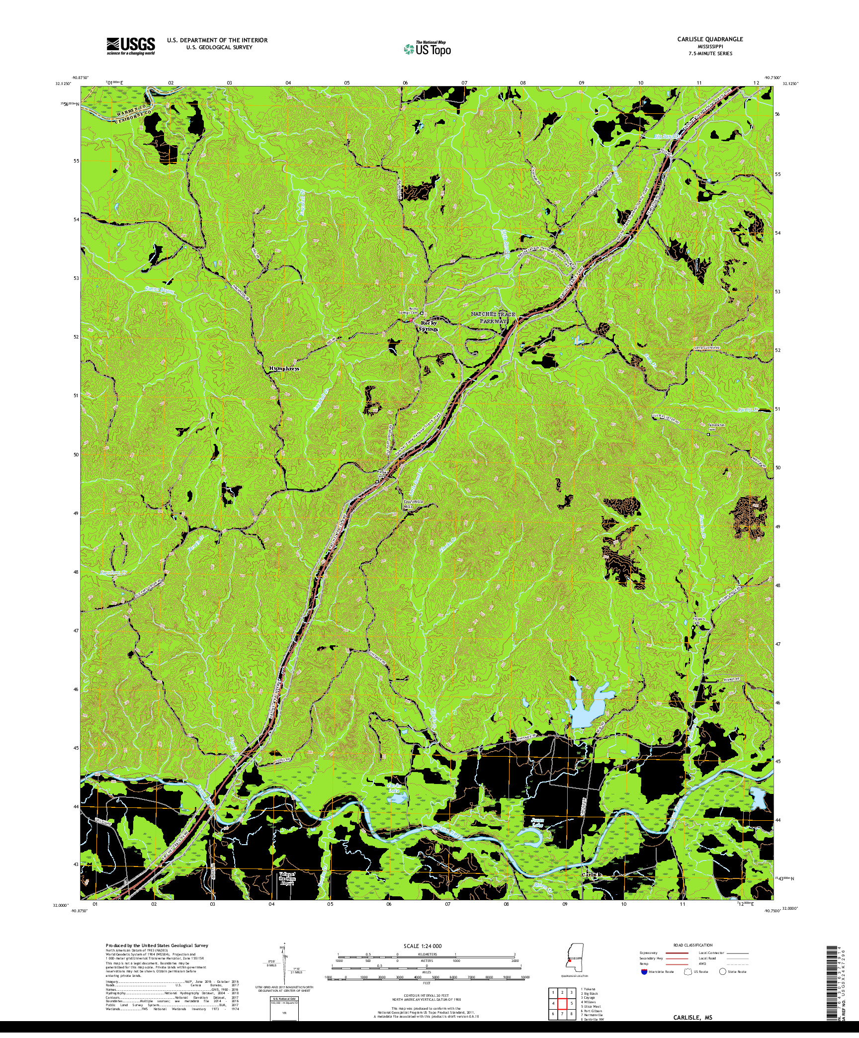 USGS US TOPO 7.5-MINUTE MAP FOR CARLISLE, MS 2018