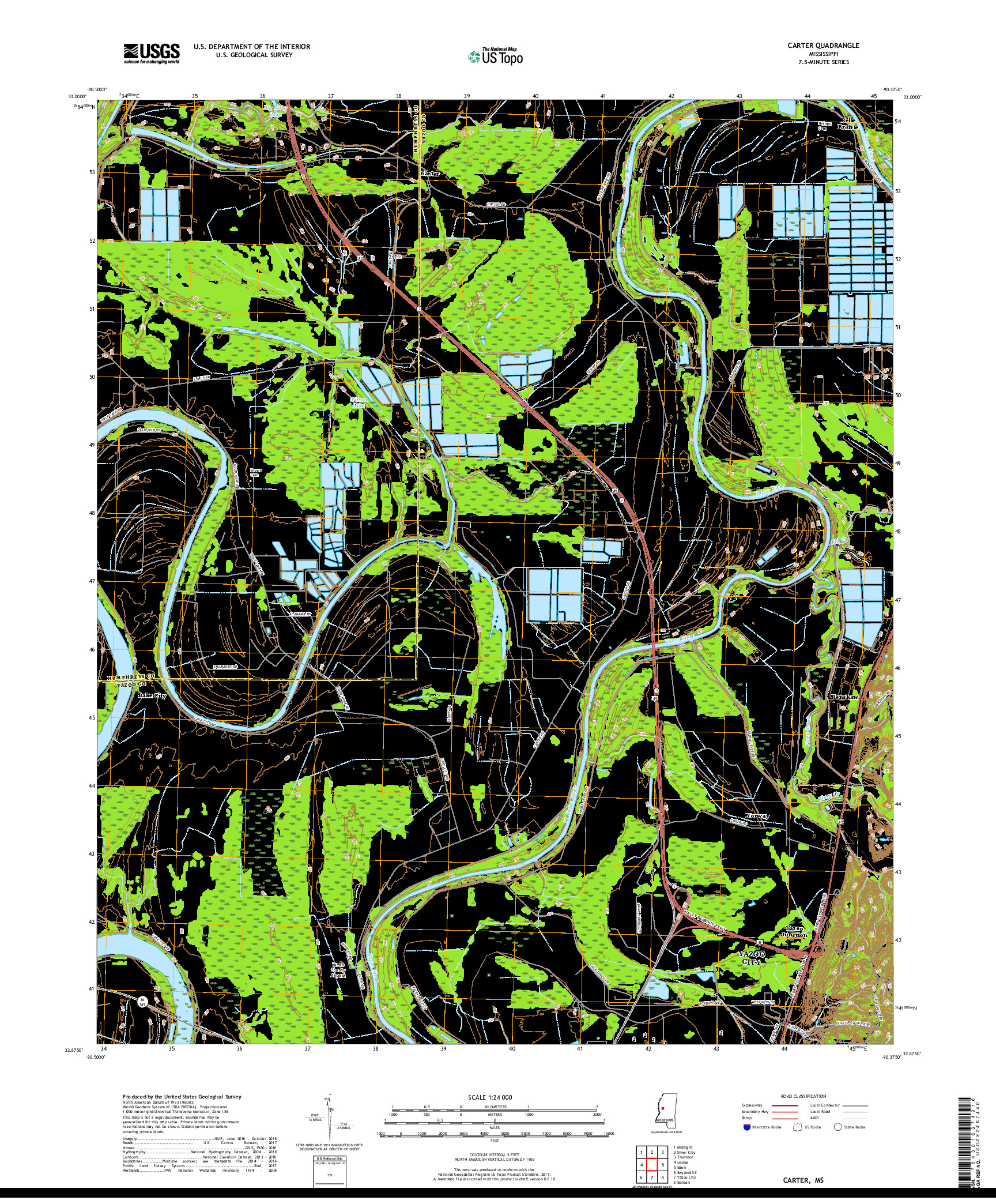 USGS US TOPO 7.5-MINUTE MAP FOR CARTER, MS 2018