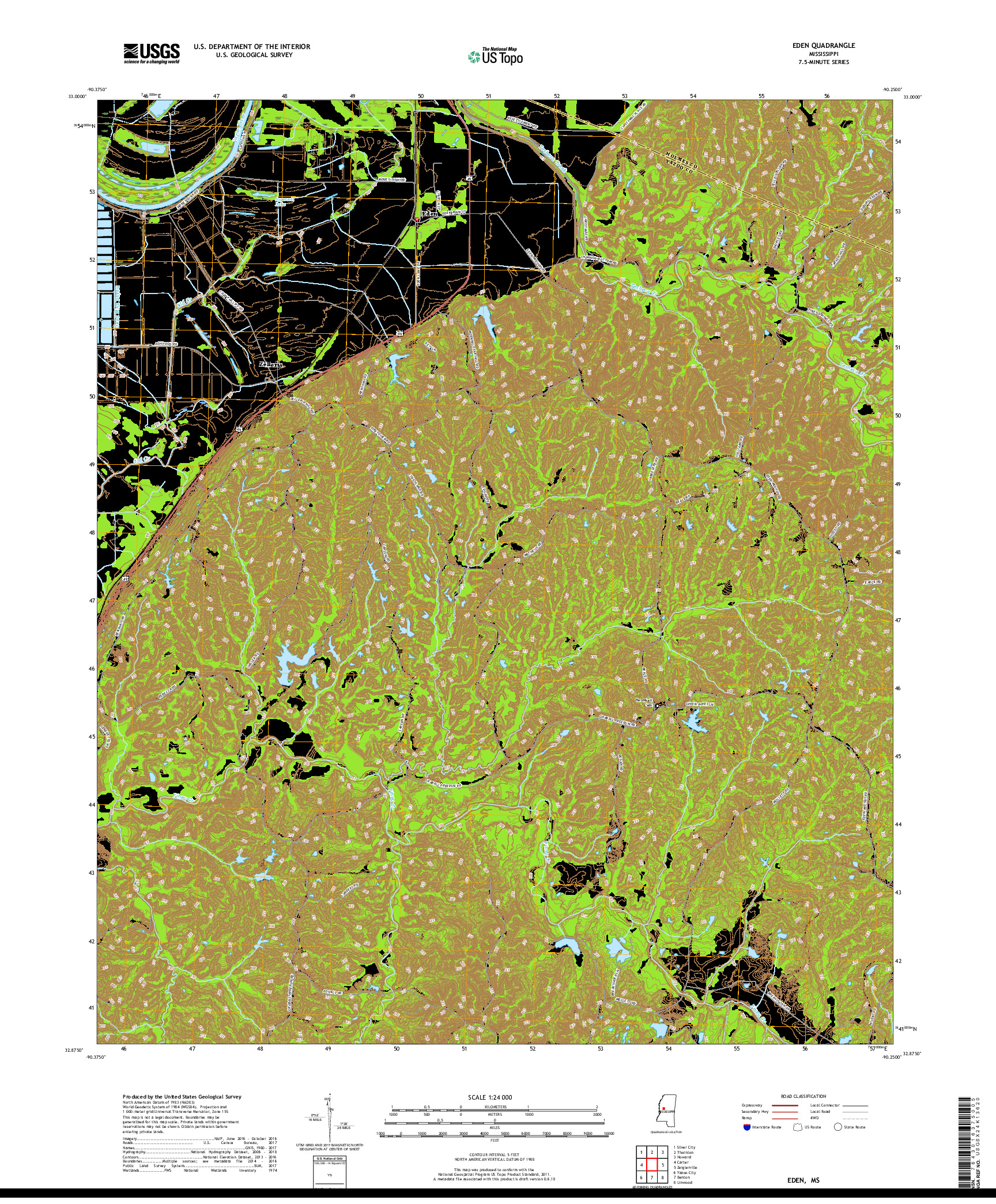 USGS US TOPO 7.5-MINUTE MAP FOR EDEN, MS 2018