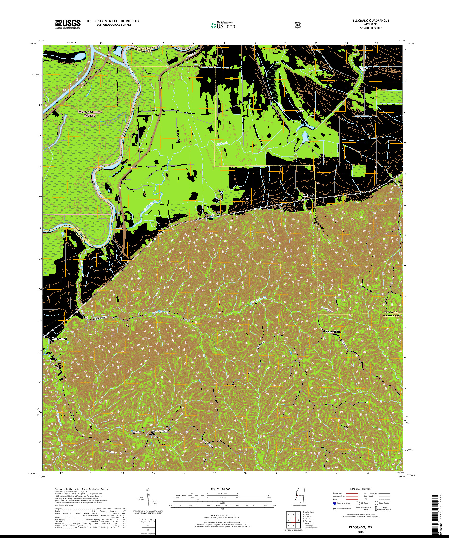 USGS US TOPO 7.5-MINUTE MAP FOR ELDORADO, MS 2018