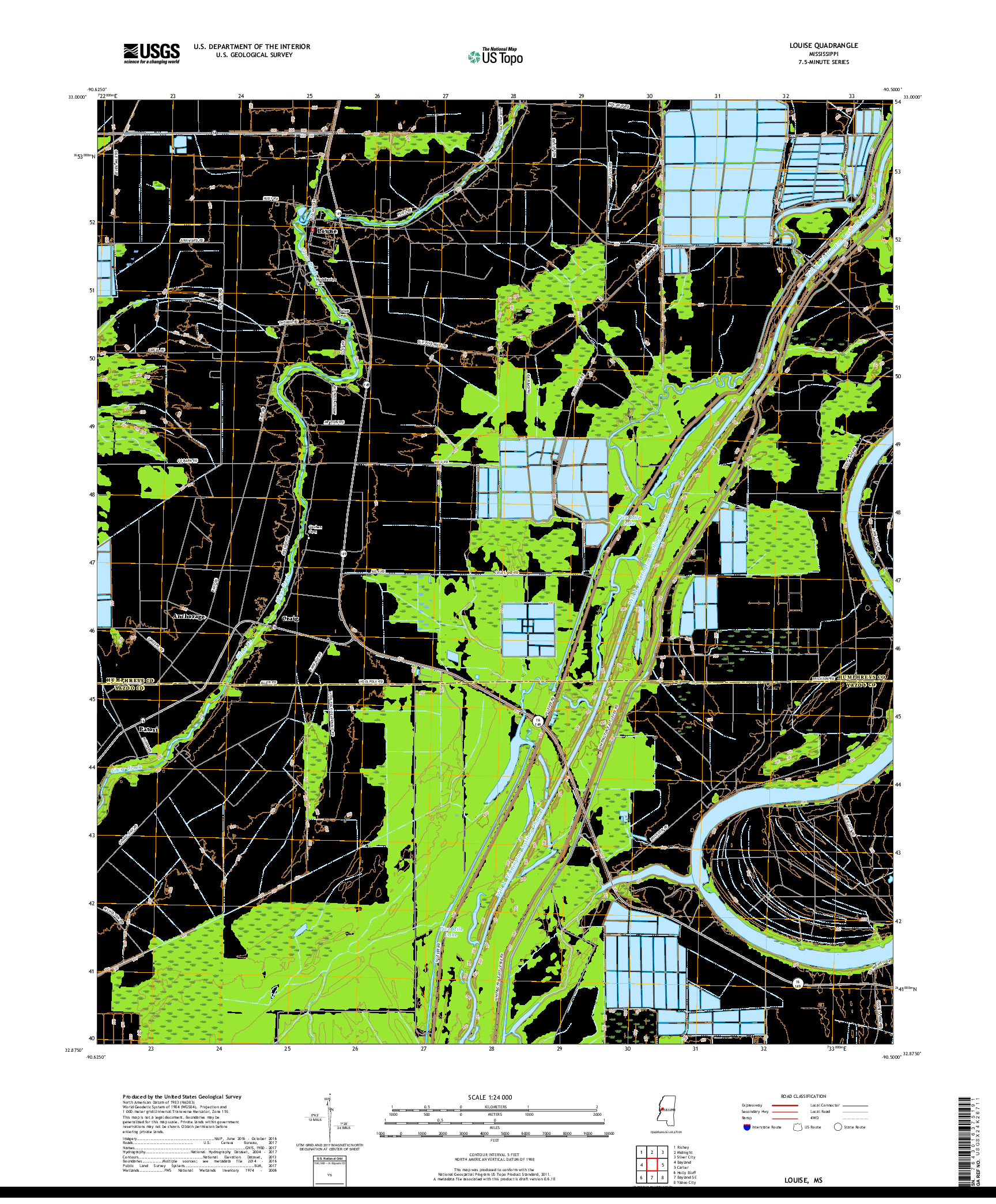 USGS US TOPO 7.5-MINUTE MAP FOR LOUISE, MS 2018