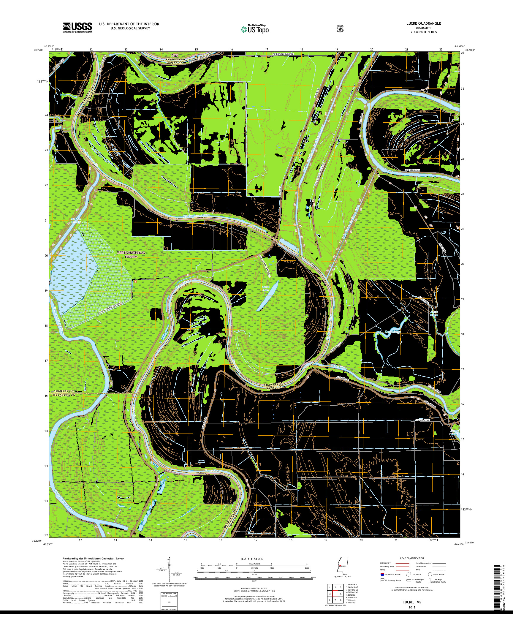 USGS US TOPO 7.5-MINUTE MAP FOR LUCRE, MS 2018