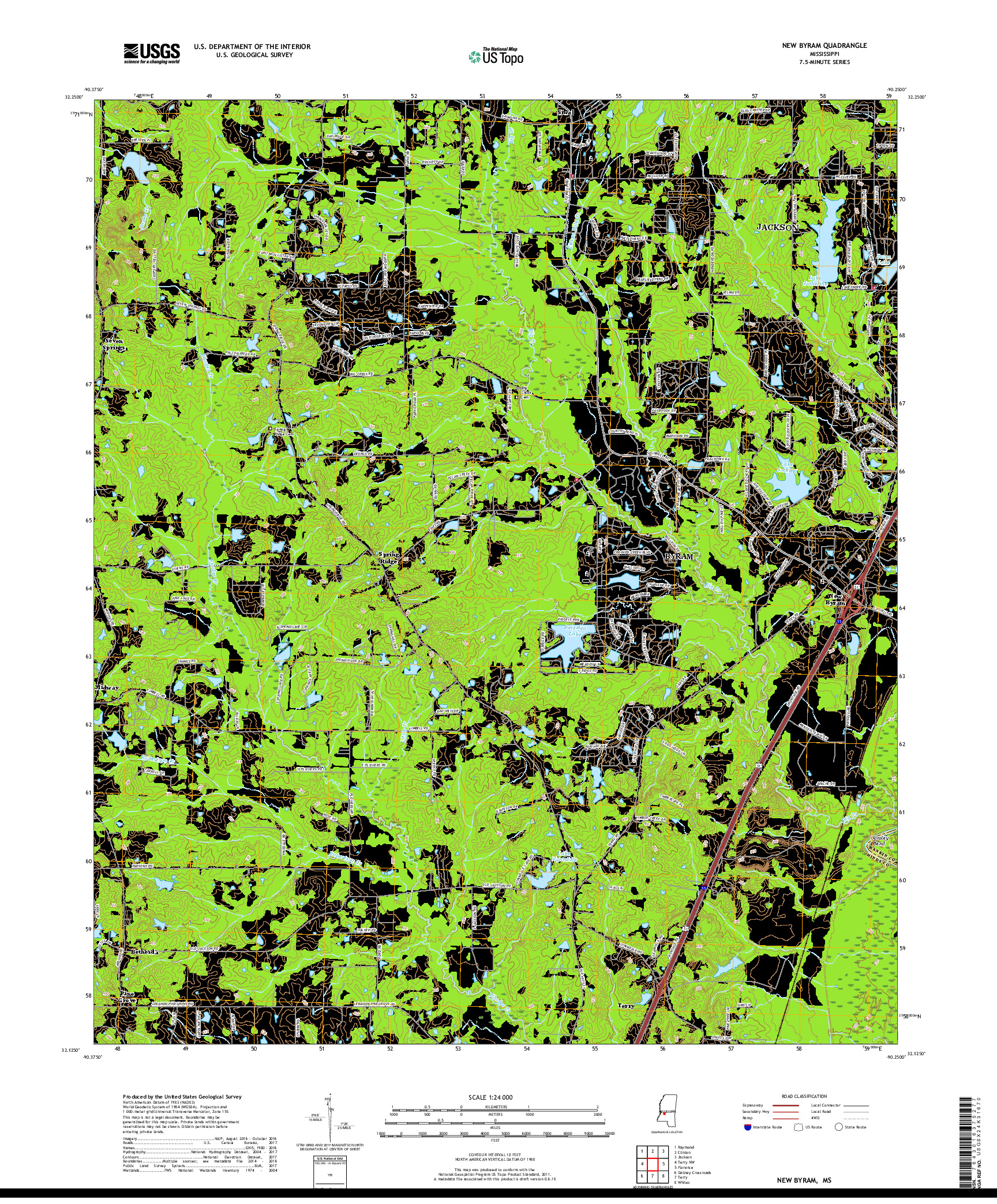 USGS US TOPO 7.5-MINUTE MAP FOR NEW BYRAM, MS 2018