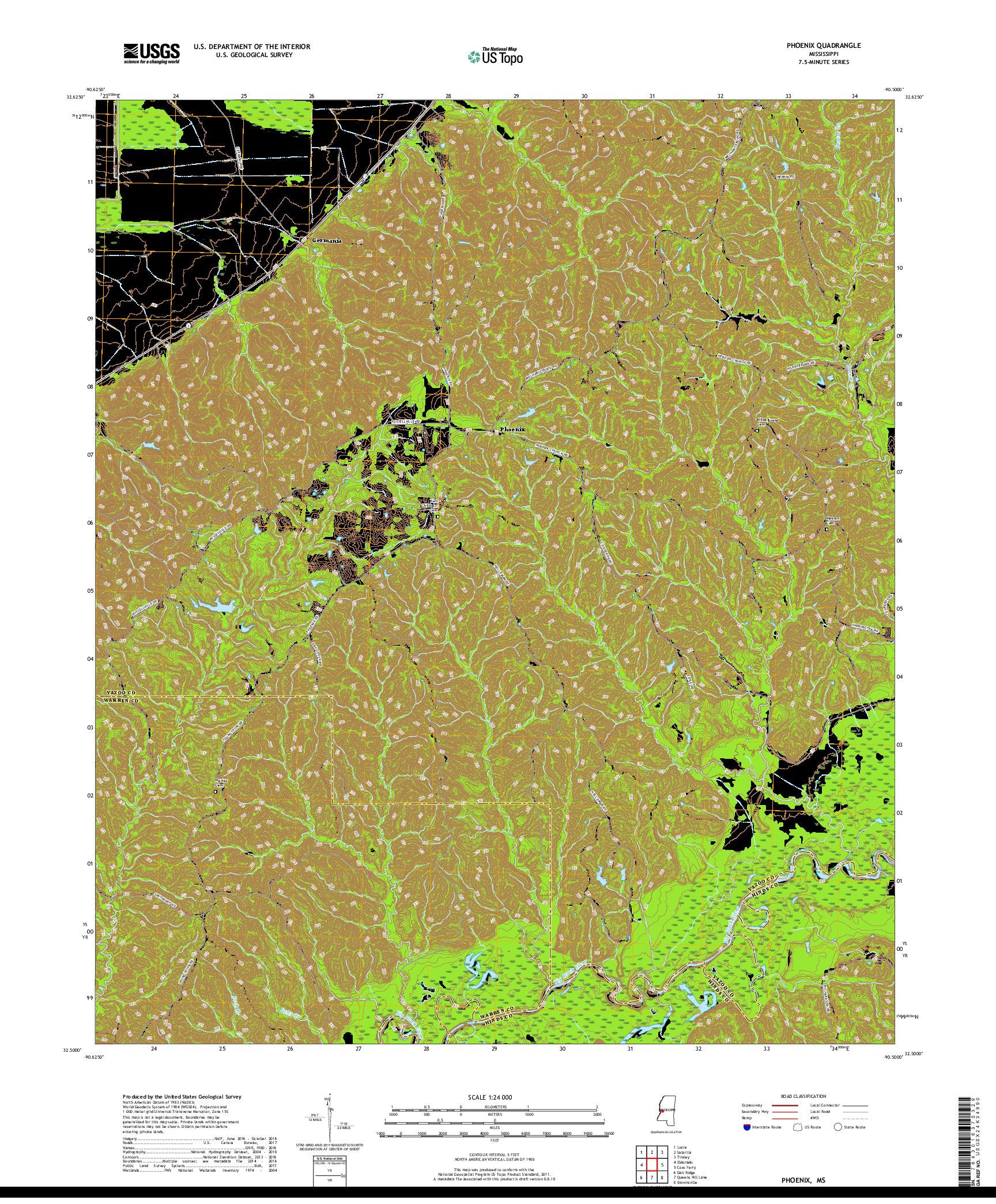 USGS US TOPO 7.5-MINUTE MAP FOR PHOENIX, MS 2018