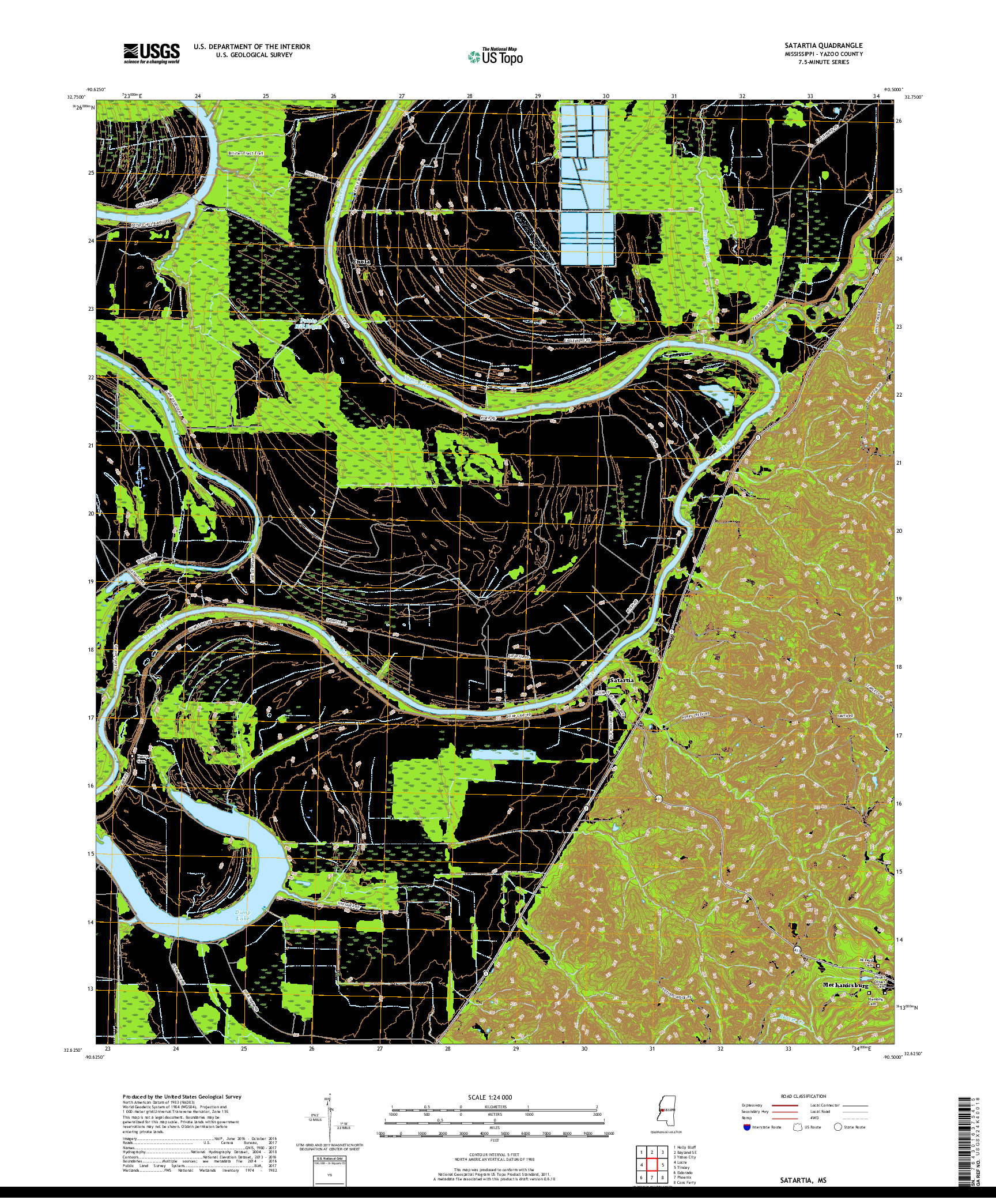 USGS US TOPO 7.5-MINUTE MAP FOR SATARTIA, MS 2018